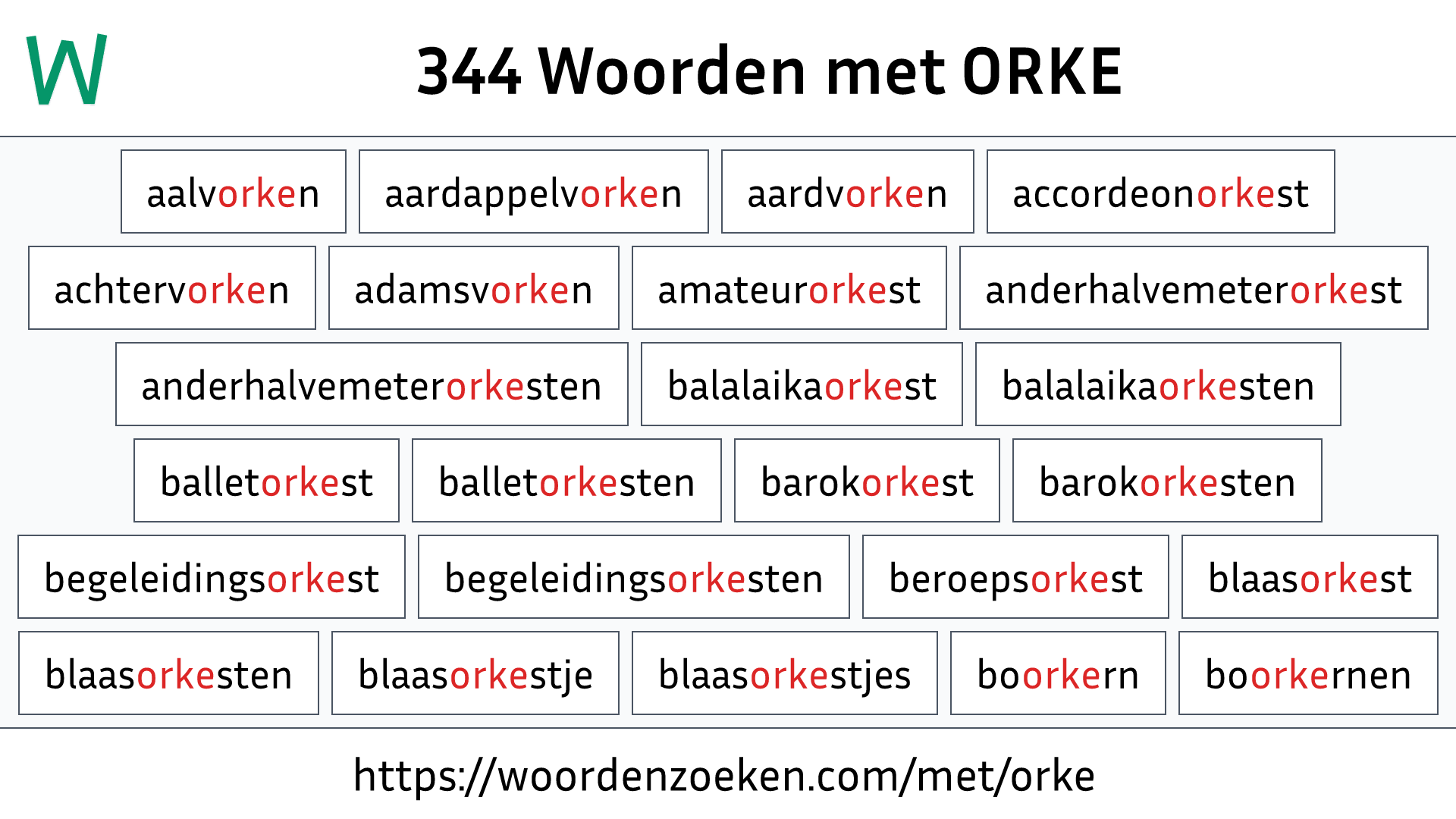 Woorden met ORKE