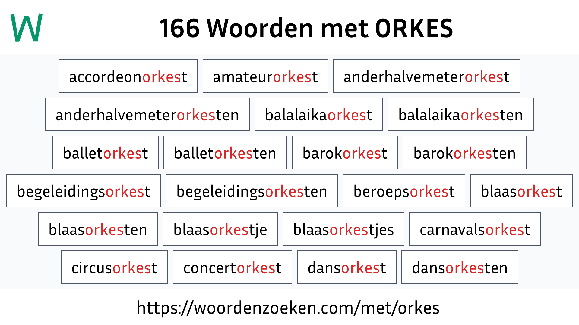 Woorden met ORKES