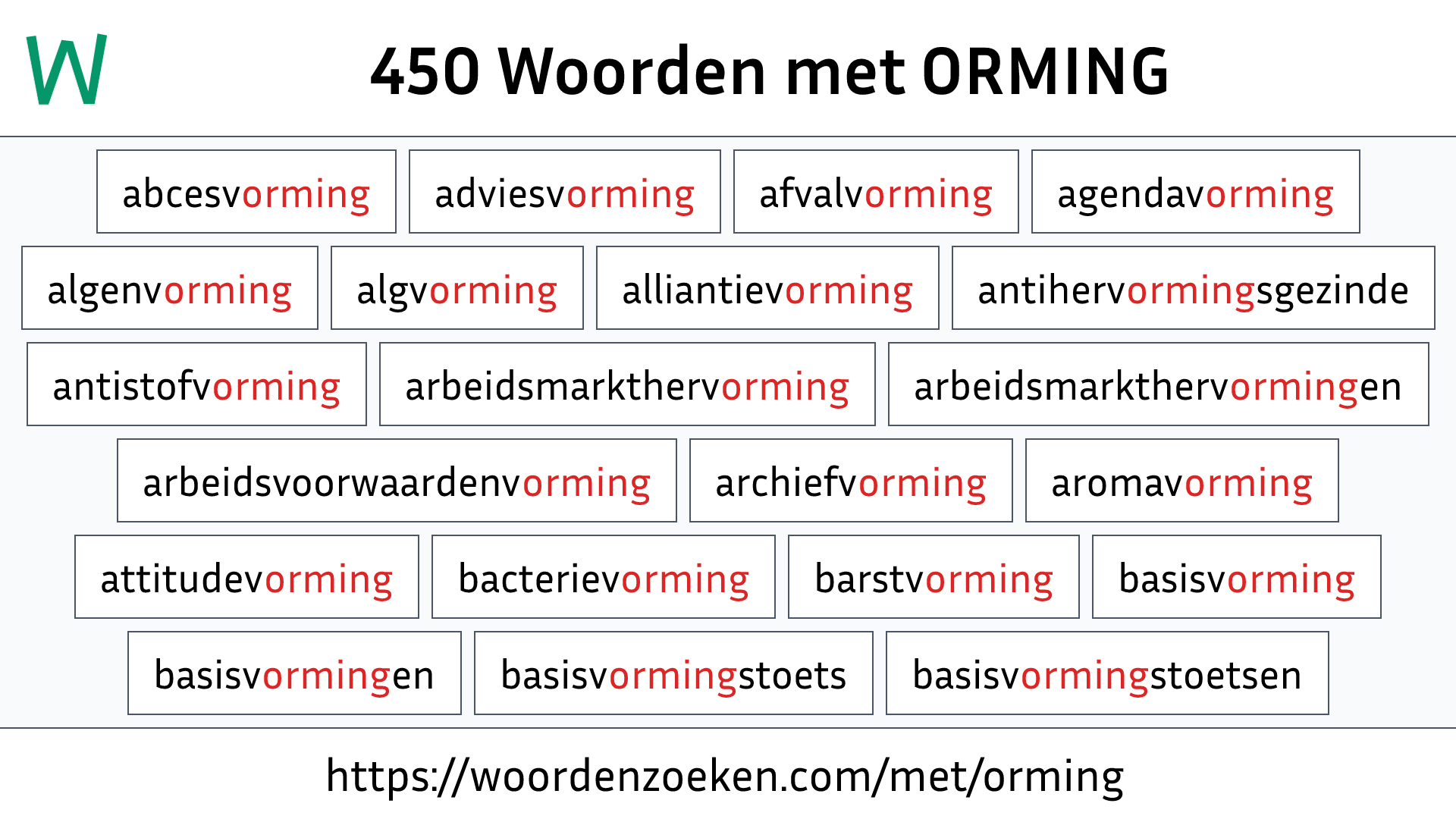 Woorden met ORMING