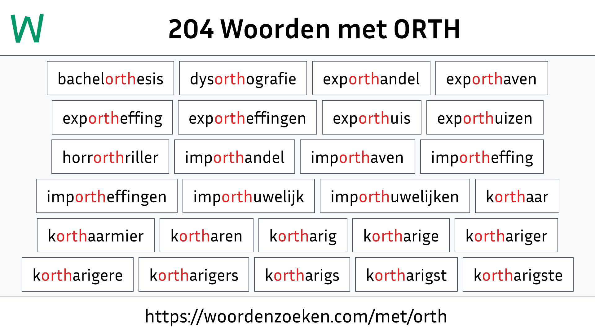 Woorden met ORTH