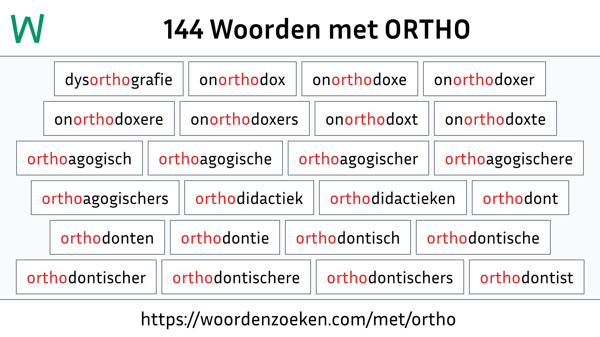 Woorden met ORTHO