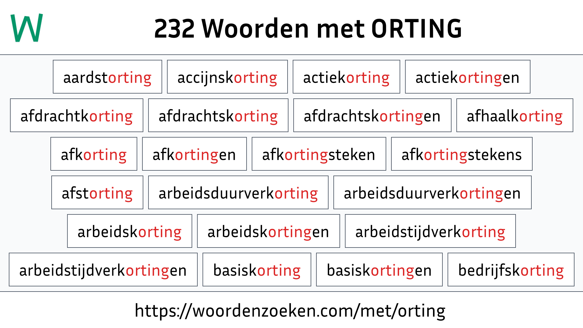 Woorden met ORTING