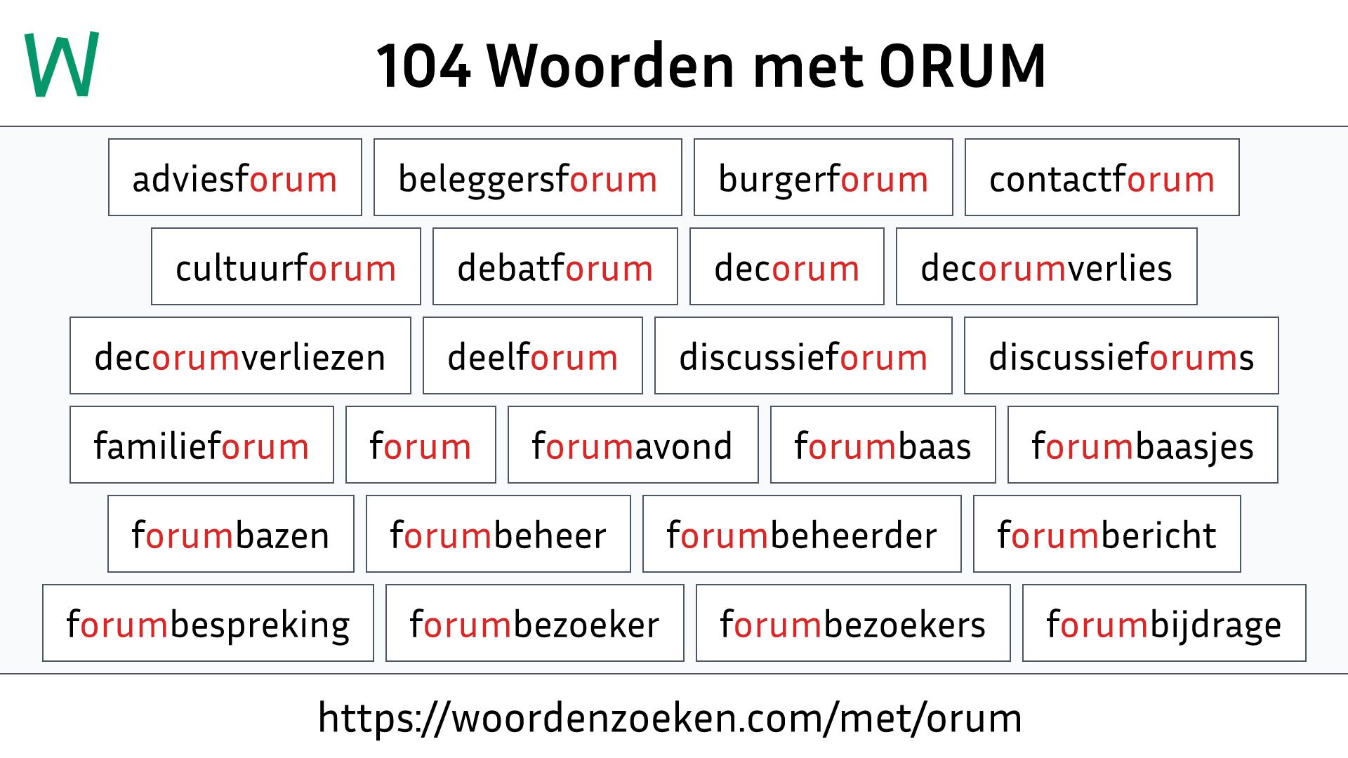 Woorden met ORUM