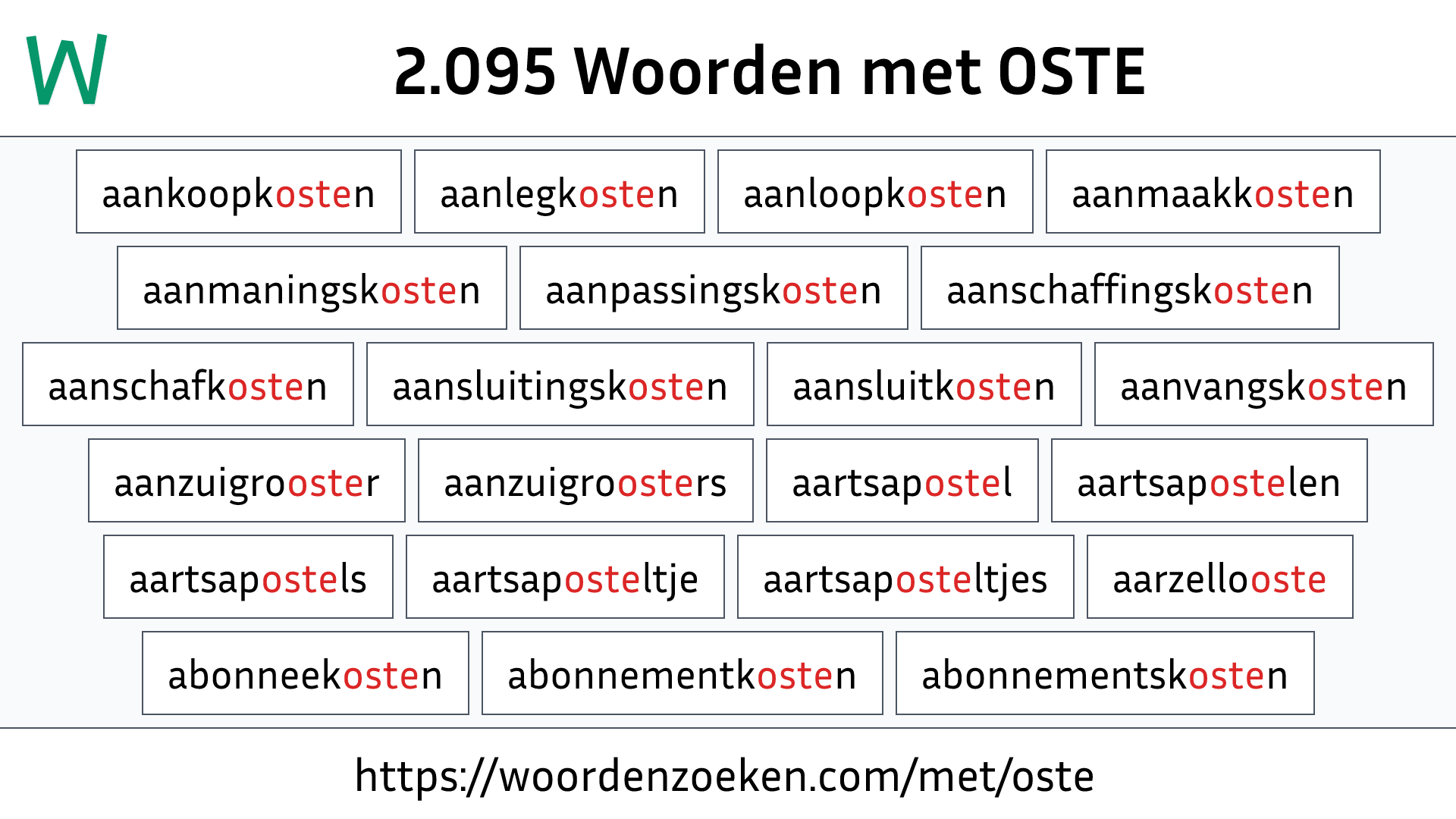 Woorden met OSTE