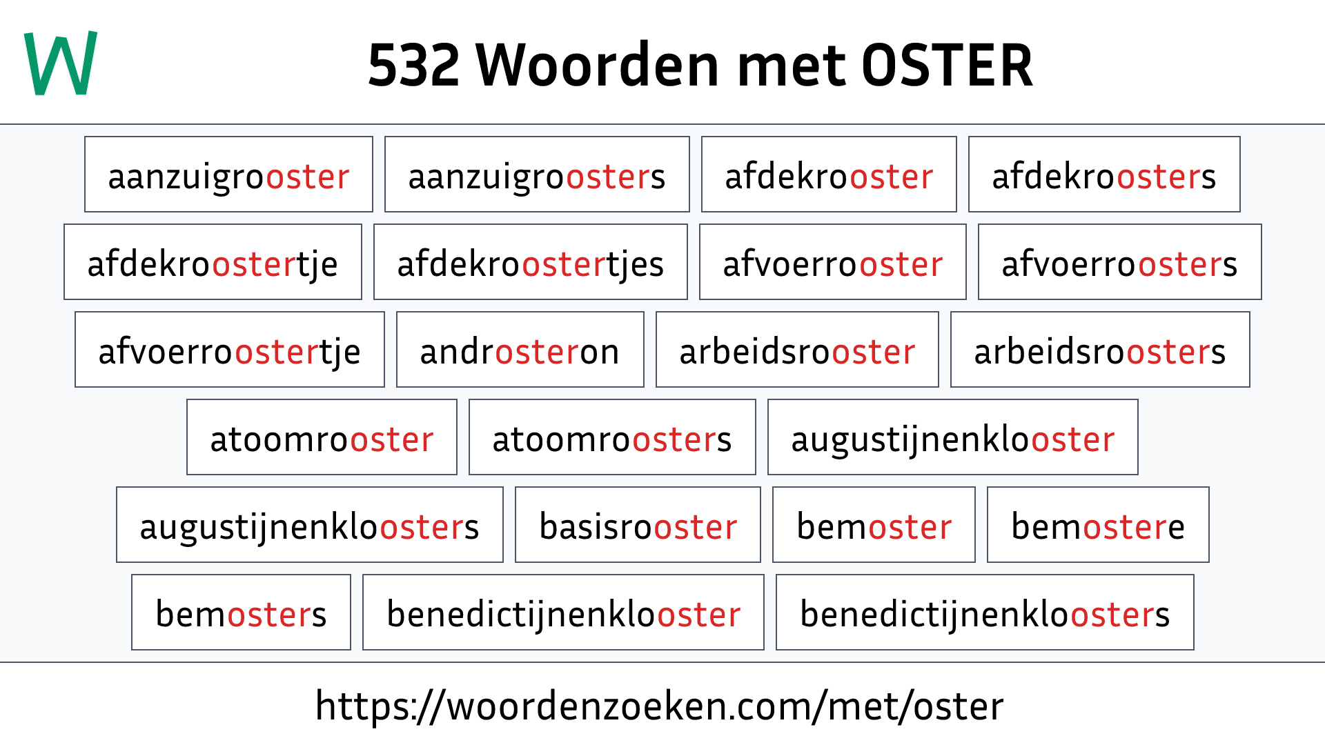 Woorden met OSTER