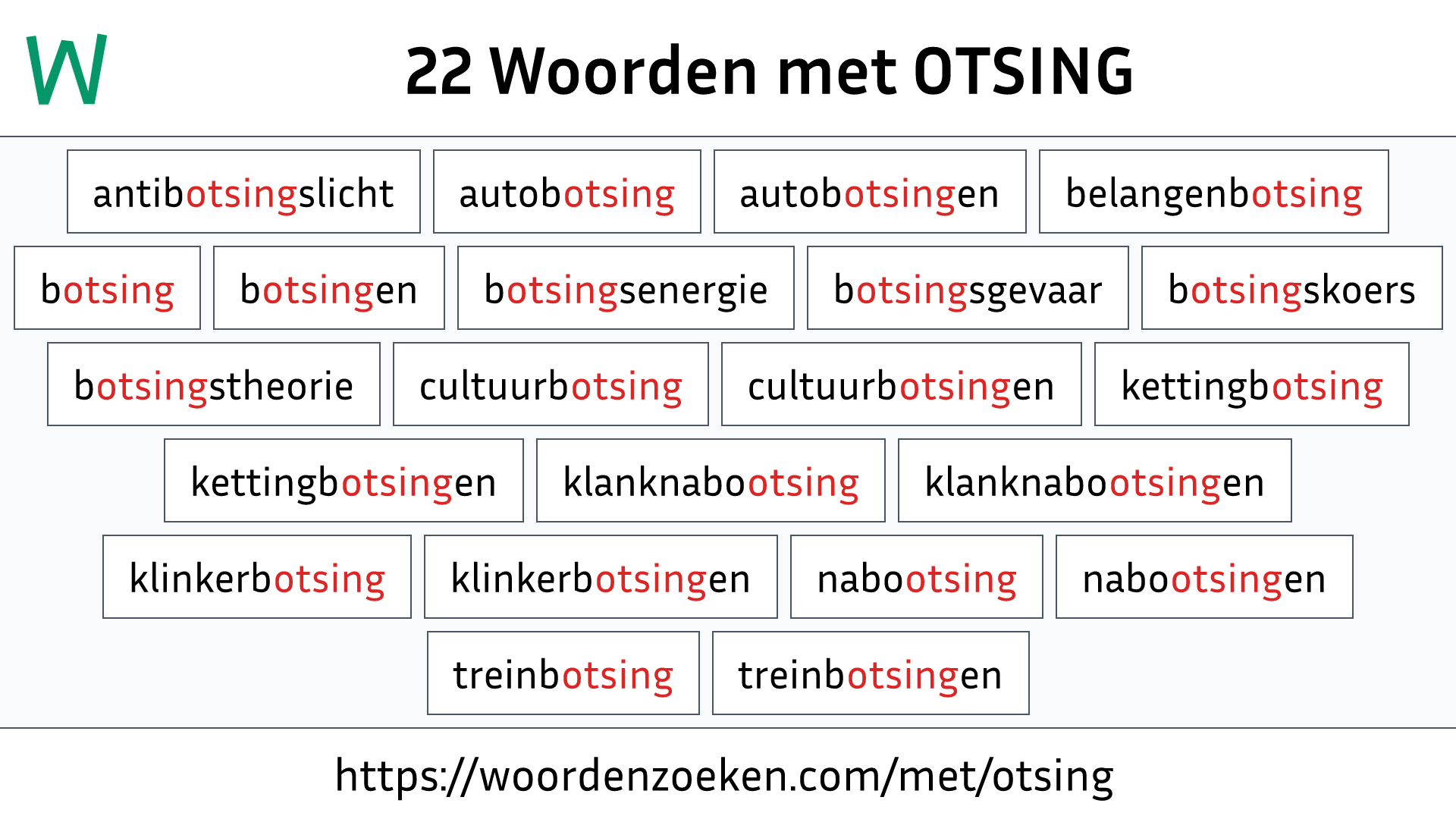 Woorden met OTSING