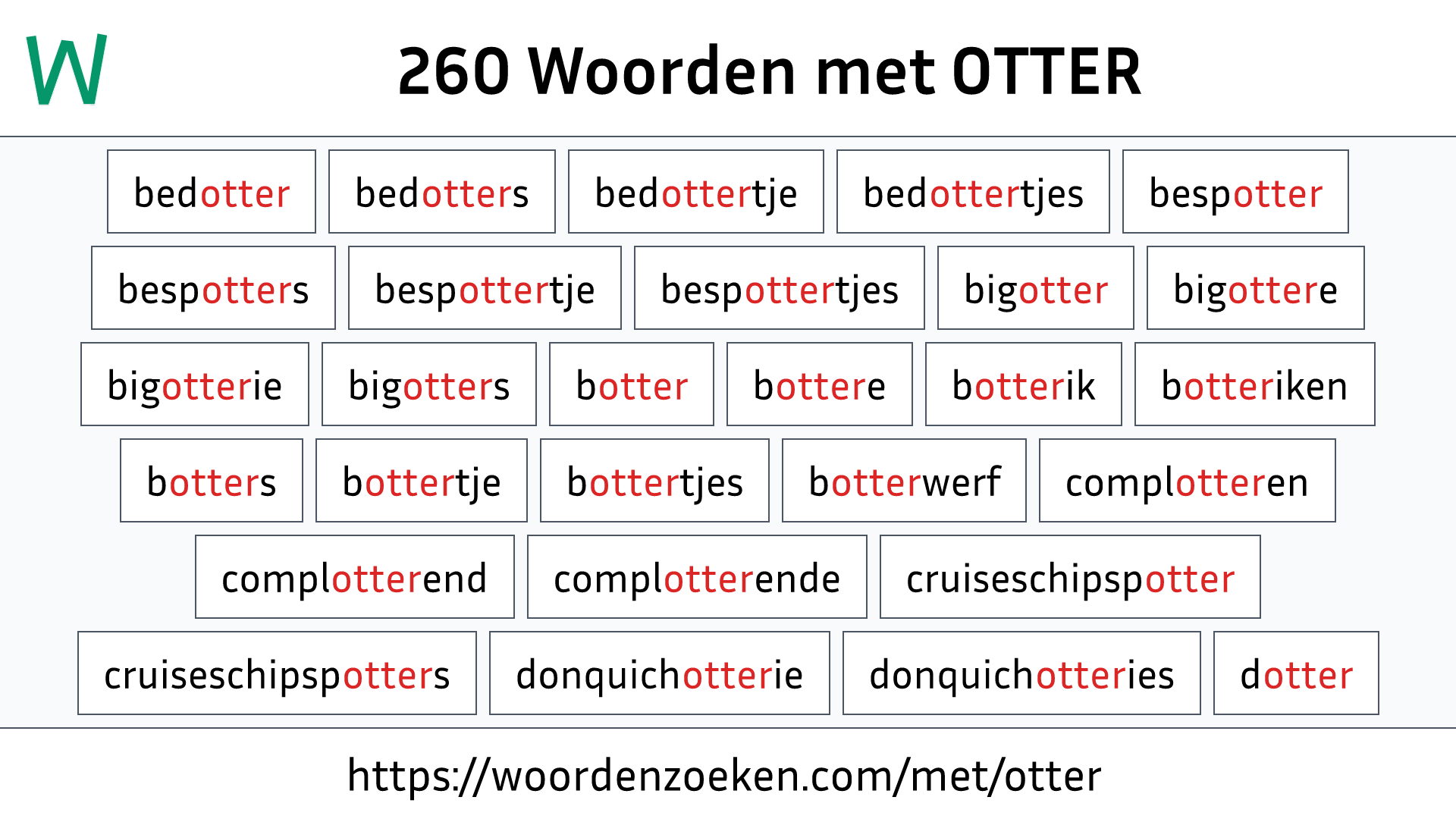 Woorden met OTTER