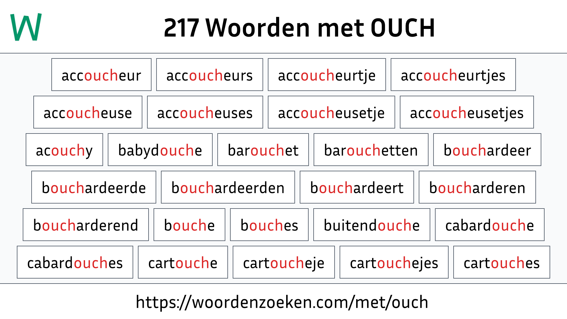 Woorden met OUCH