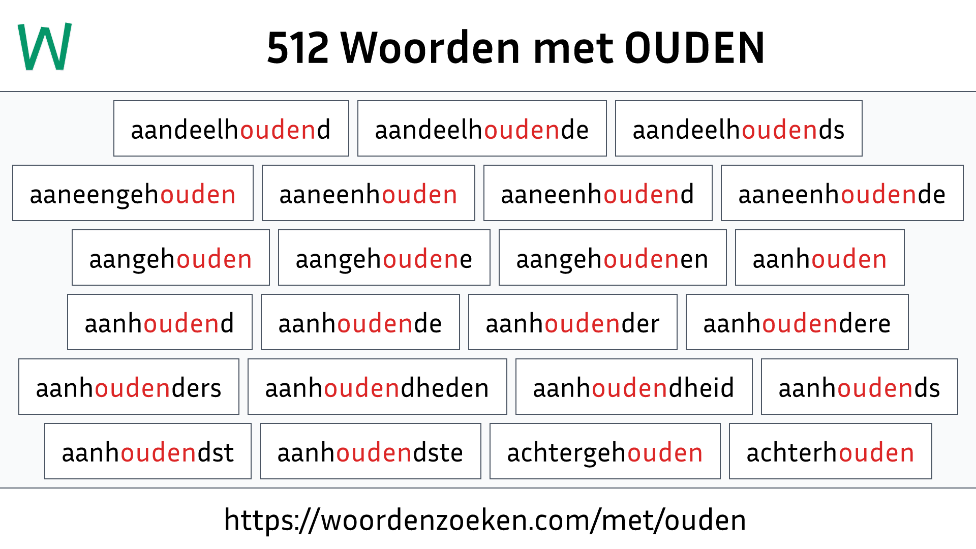 Woorden met OUDEN