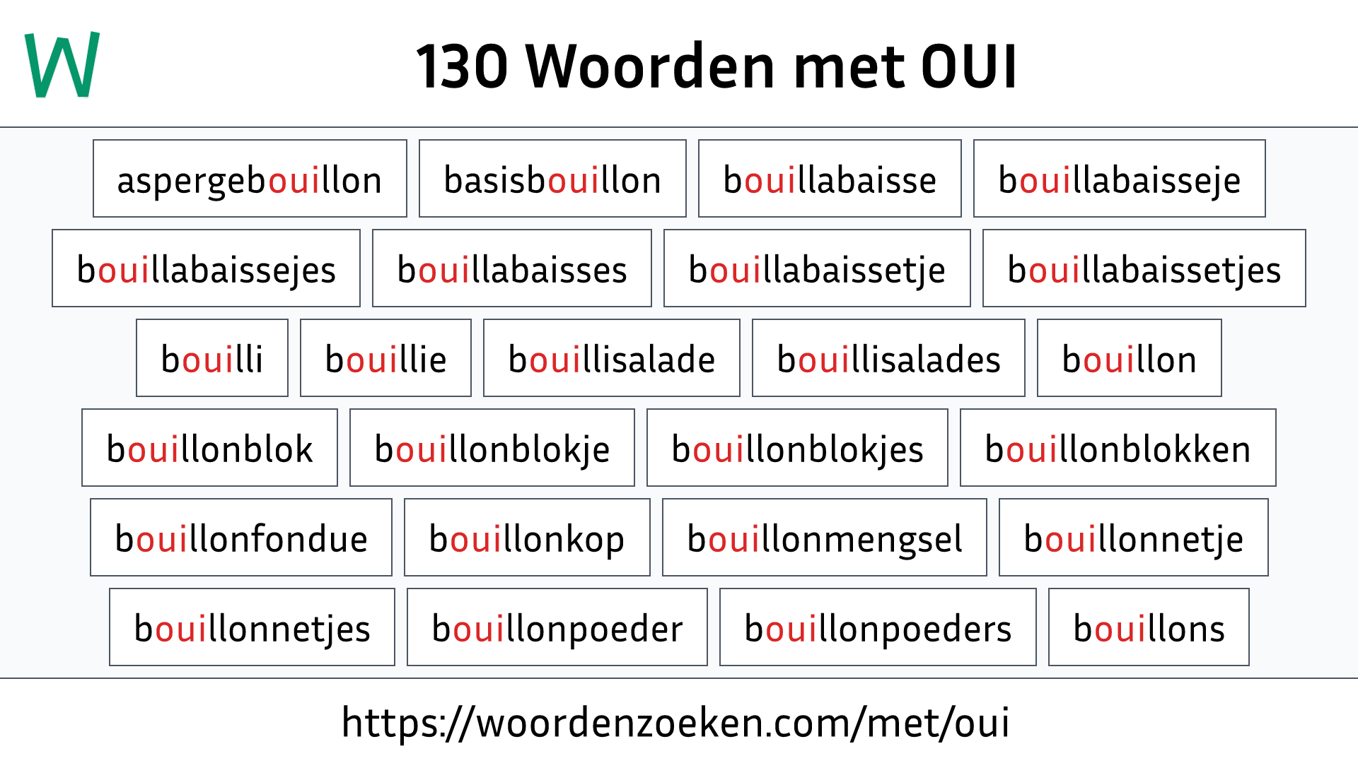 Woorden met OUI