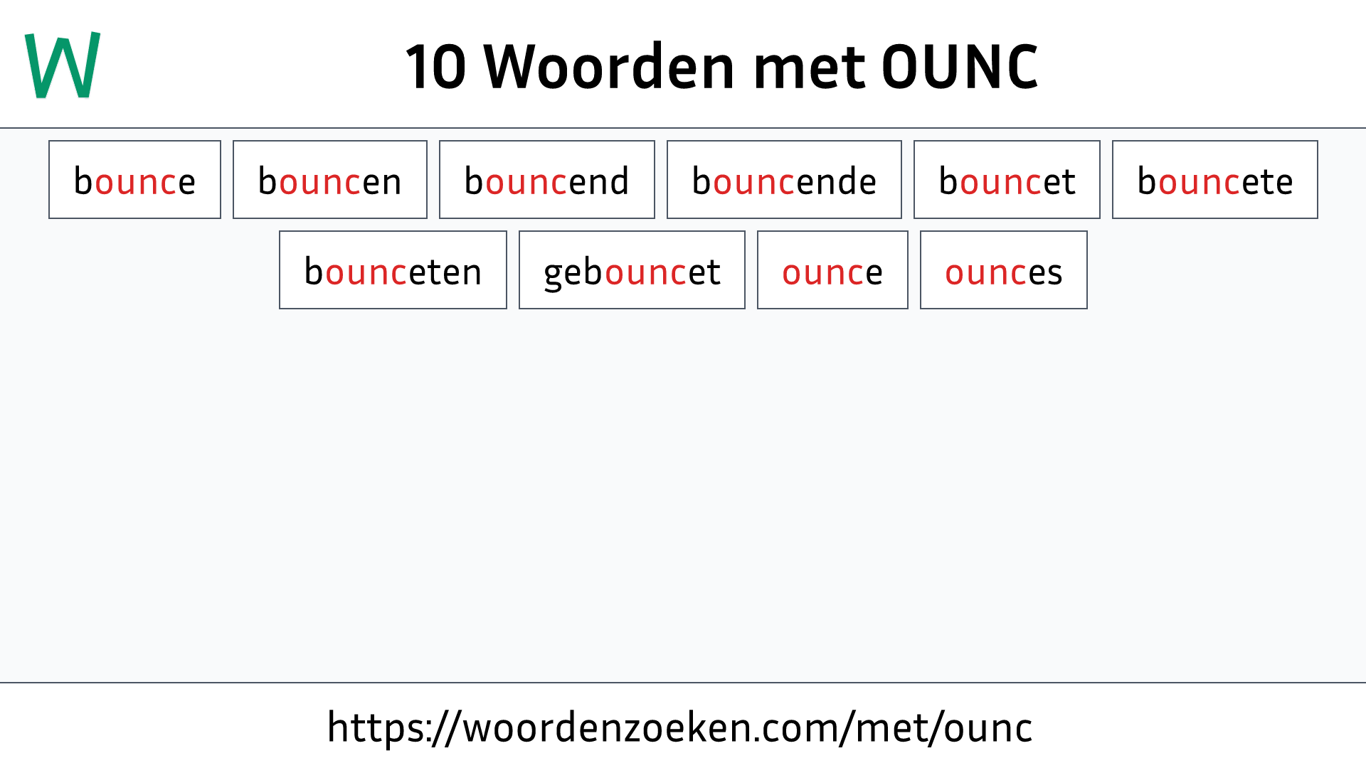 Woorden met OUNC