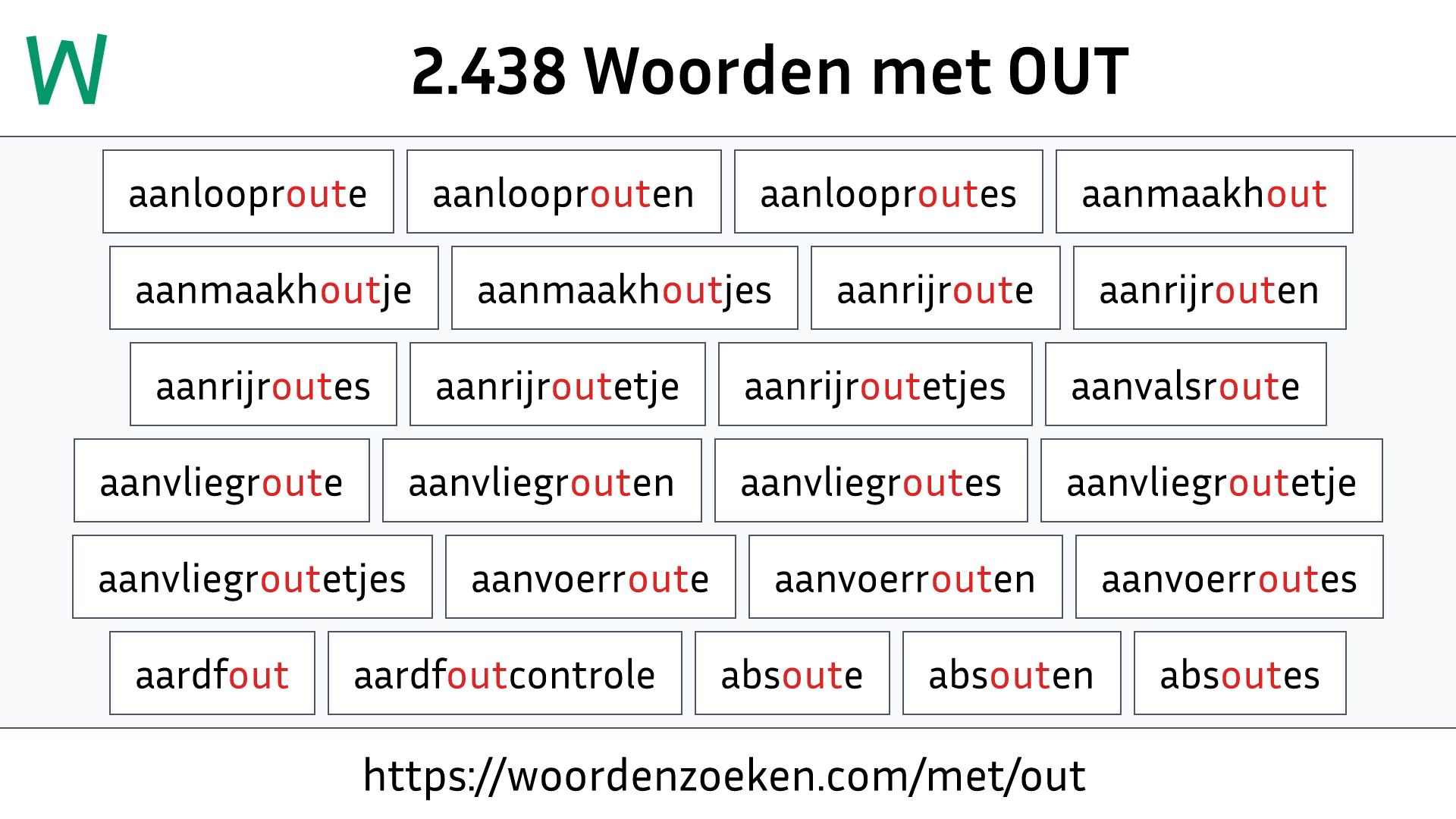 Woorden met OUT