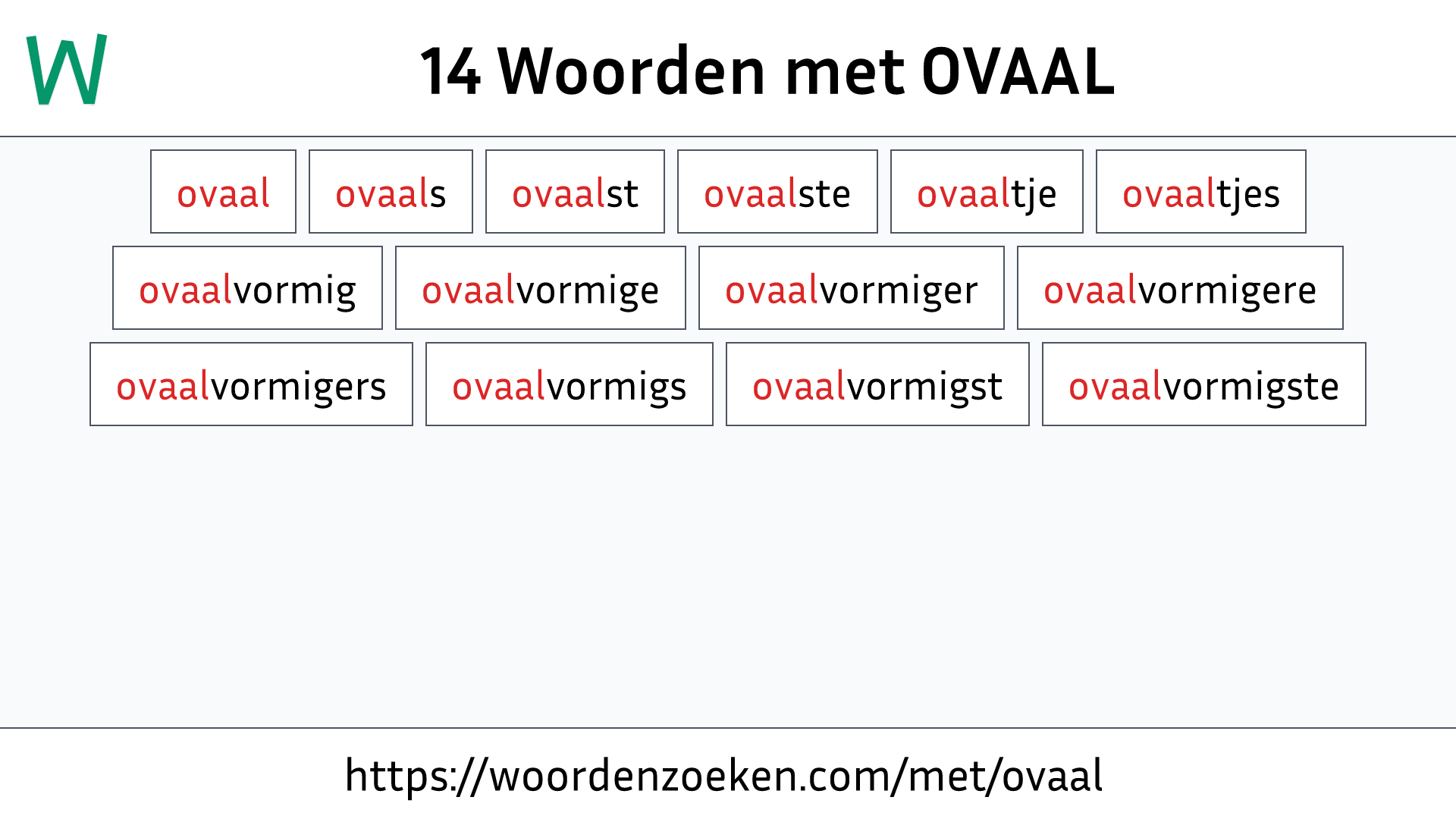 Woorden met OVAAL