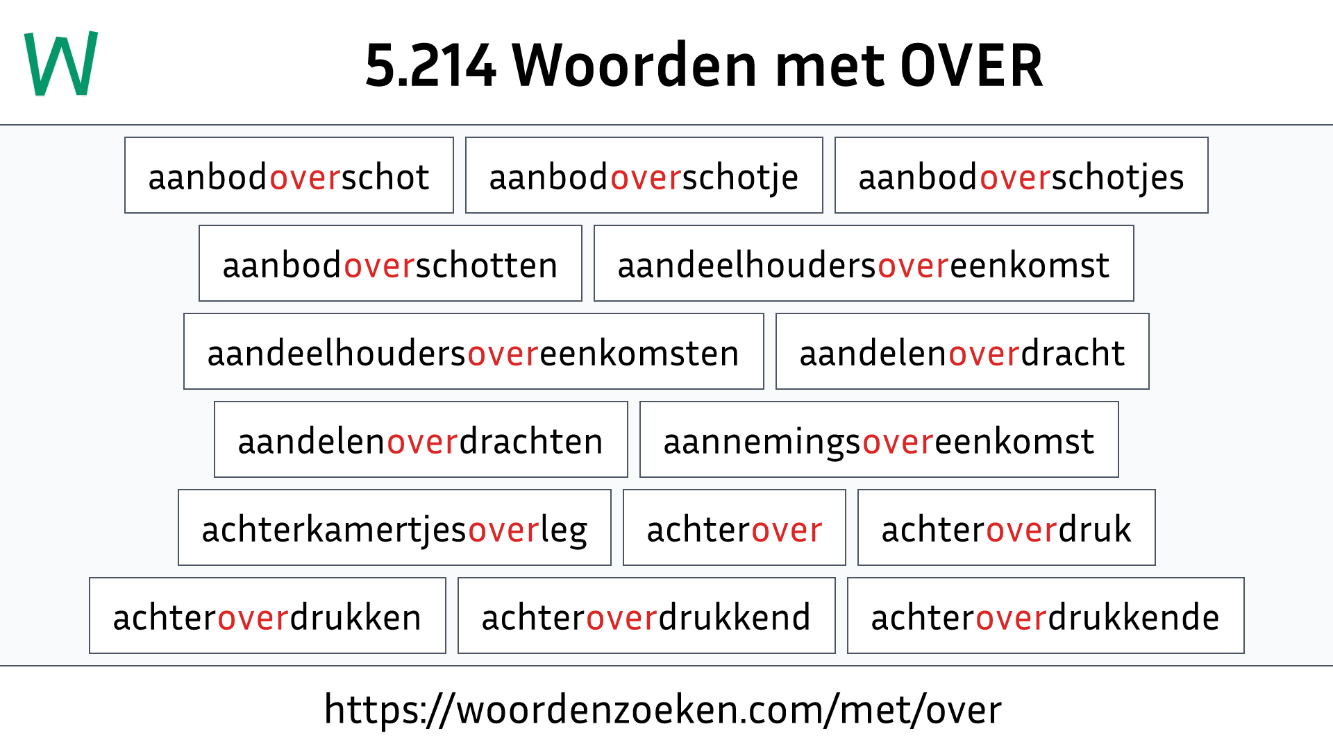 Woorden met OVER