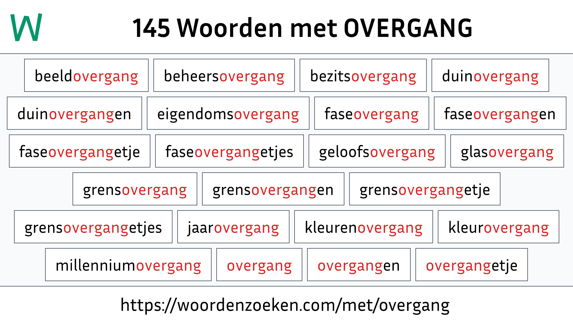 Woorden met OVERGANG