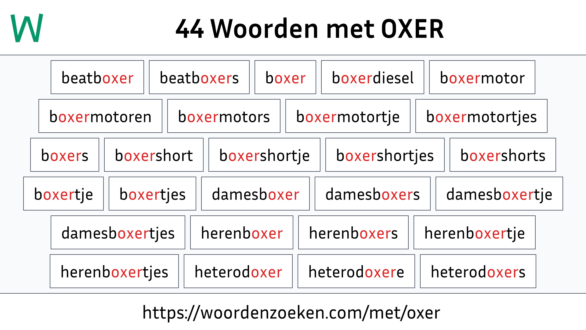 Woorden met OXER