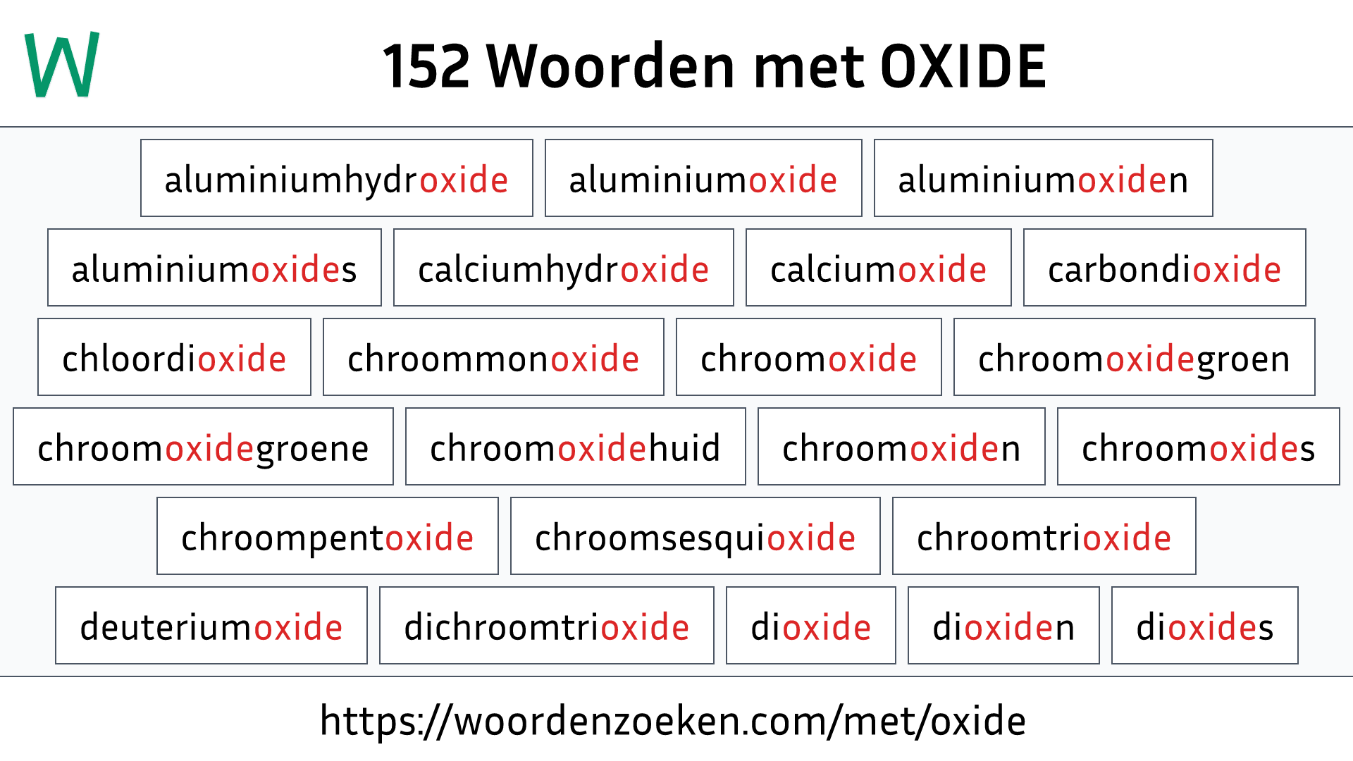 Woorden met OXIDE