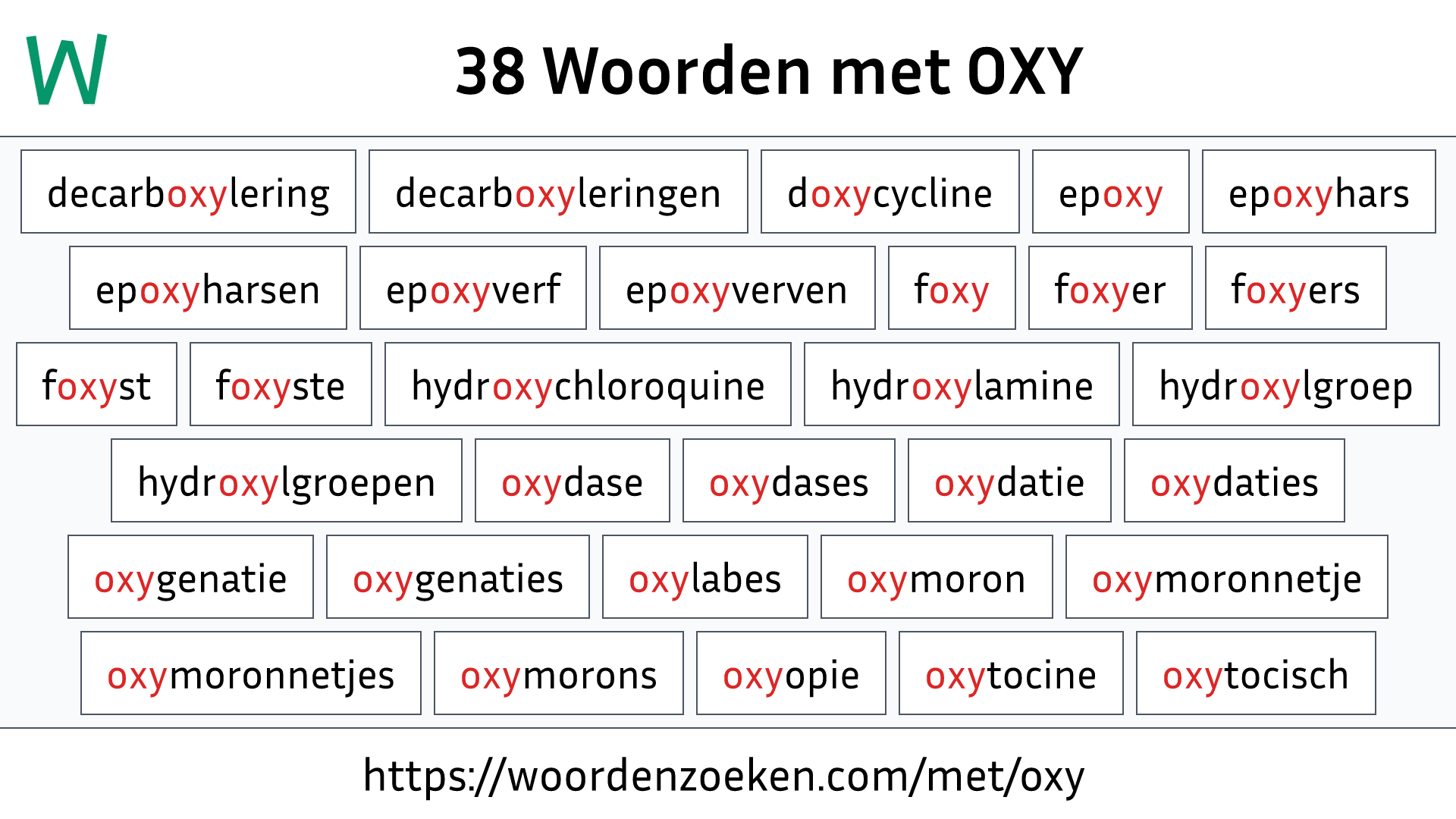 Woorden met OXY