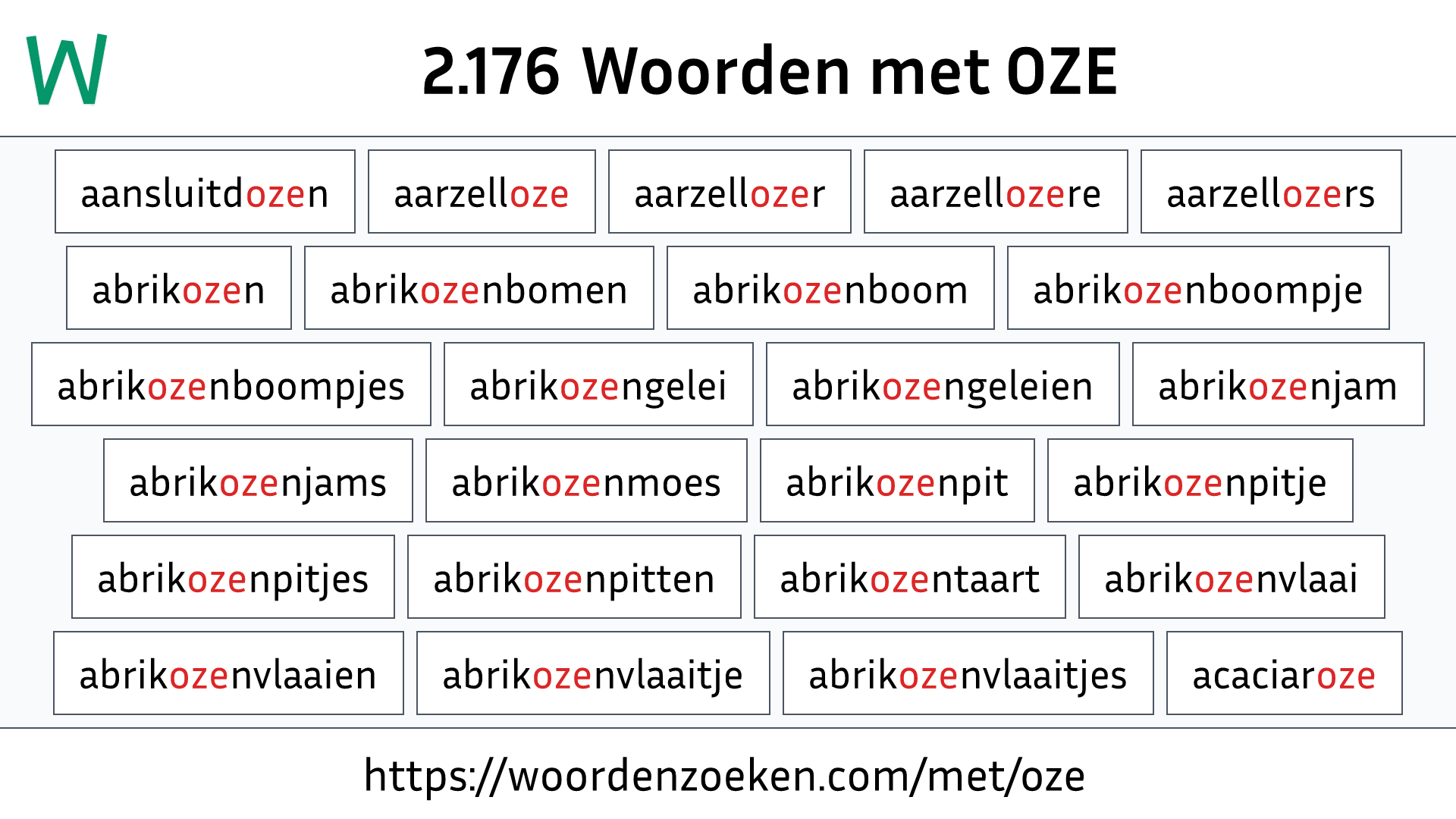 Woorden met OZE