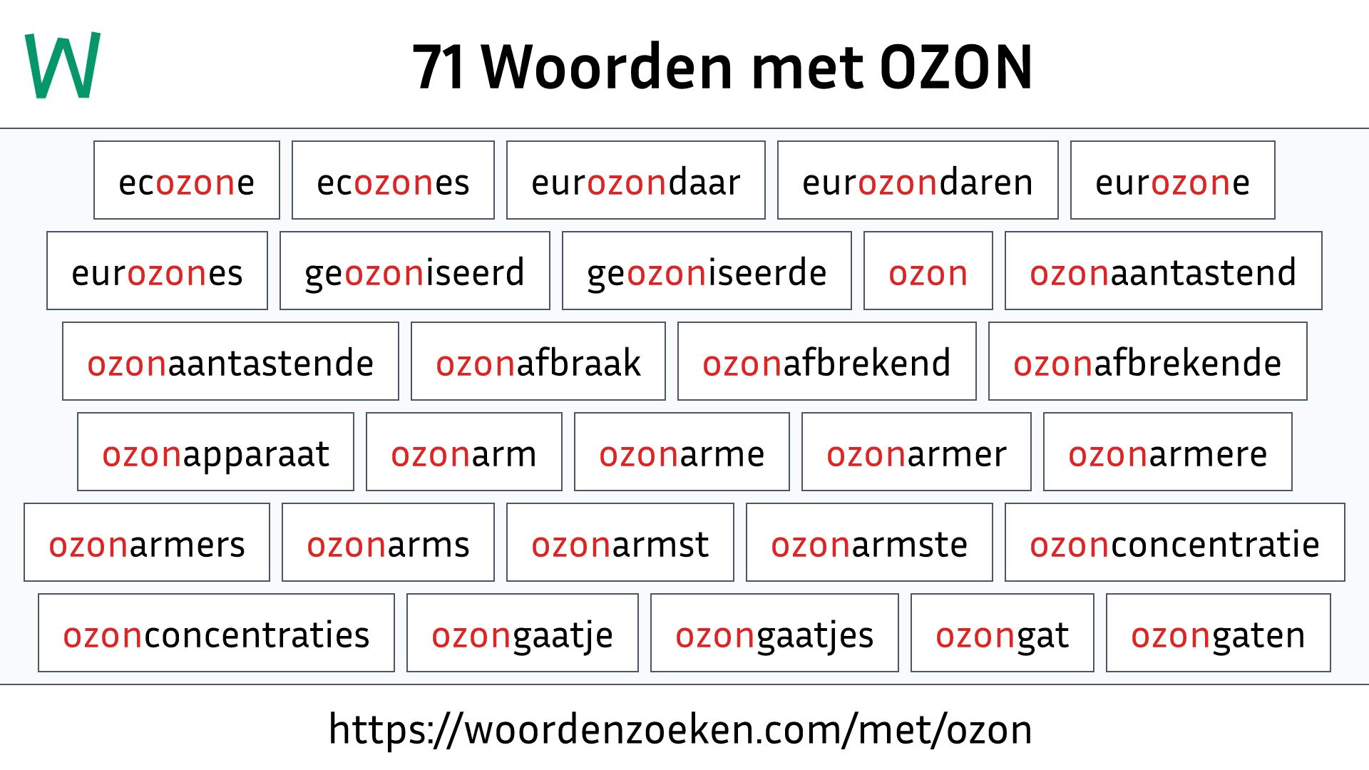 Woorden met OZON