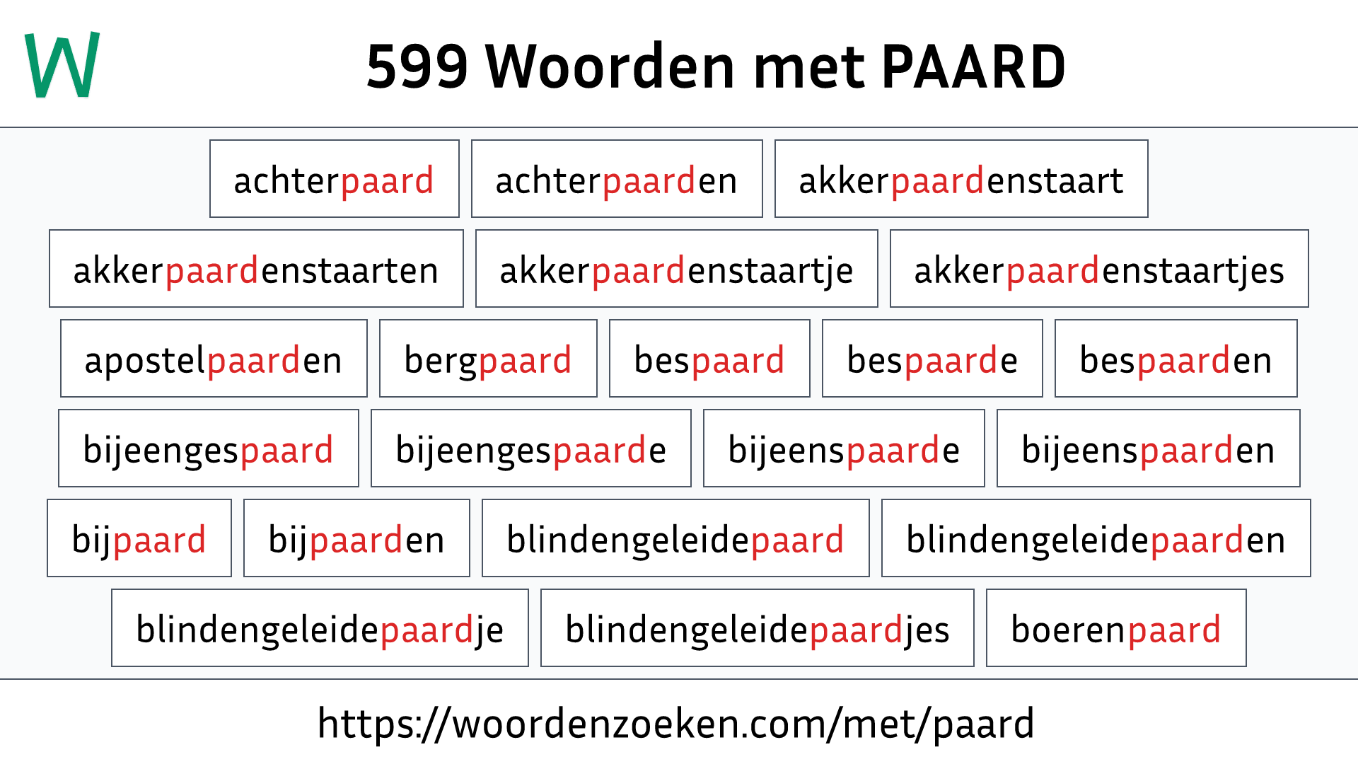 Woorden met PAARD