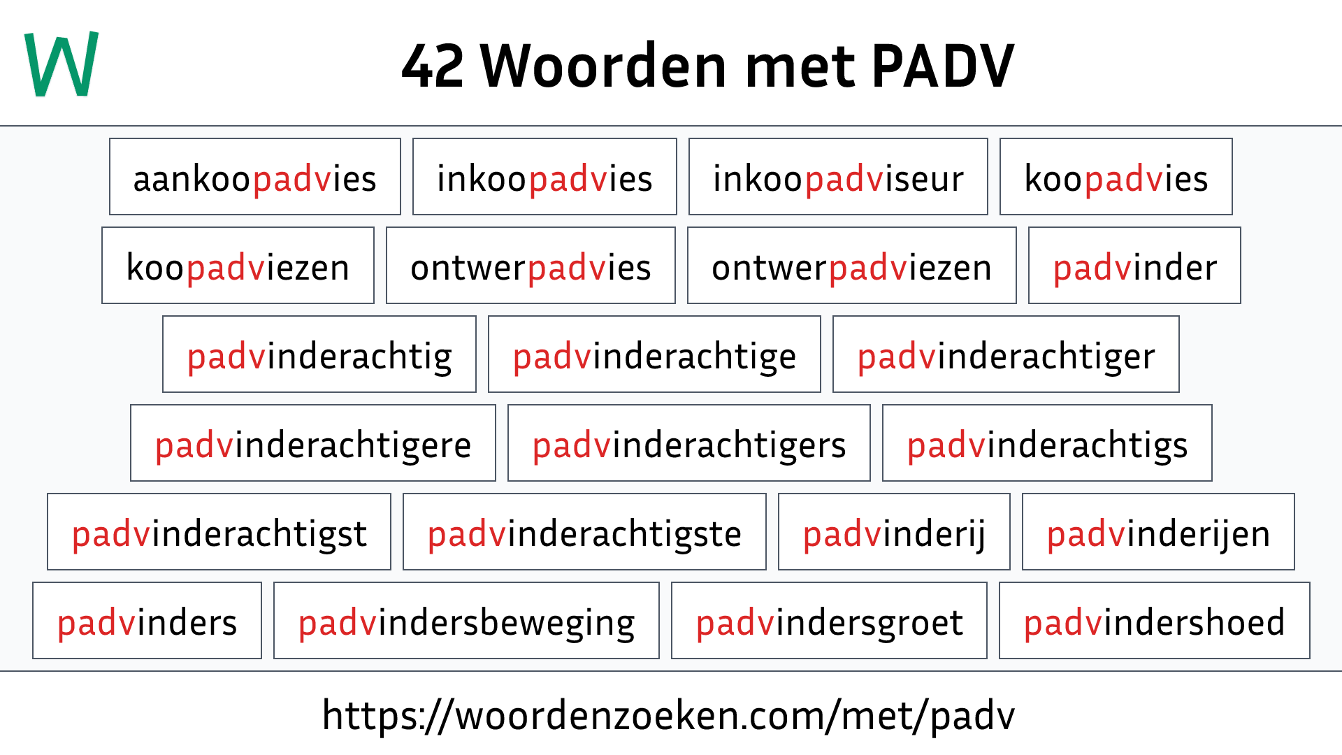 Woorden met PADV