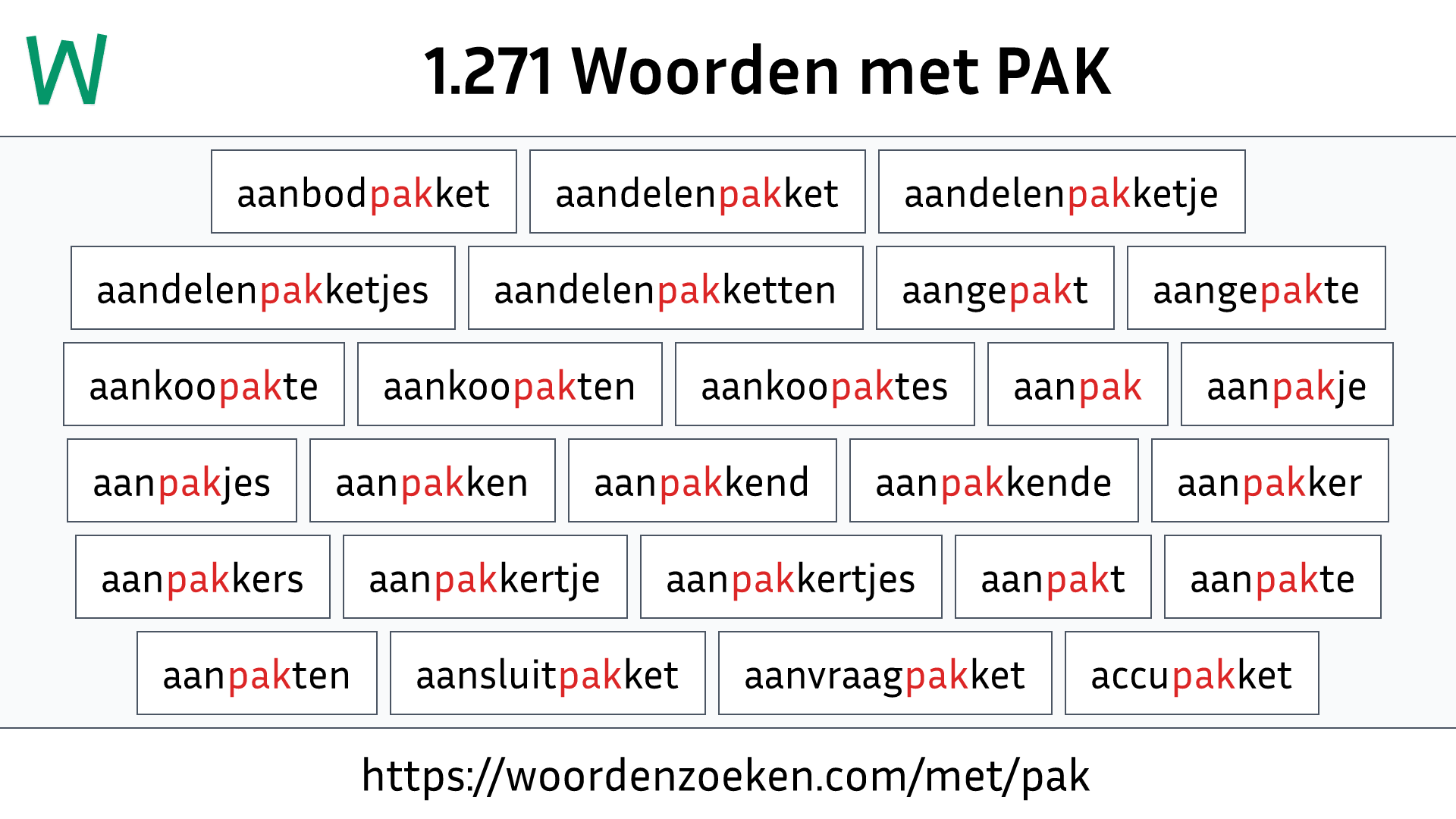 Woorden met PAK