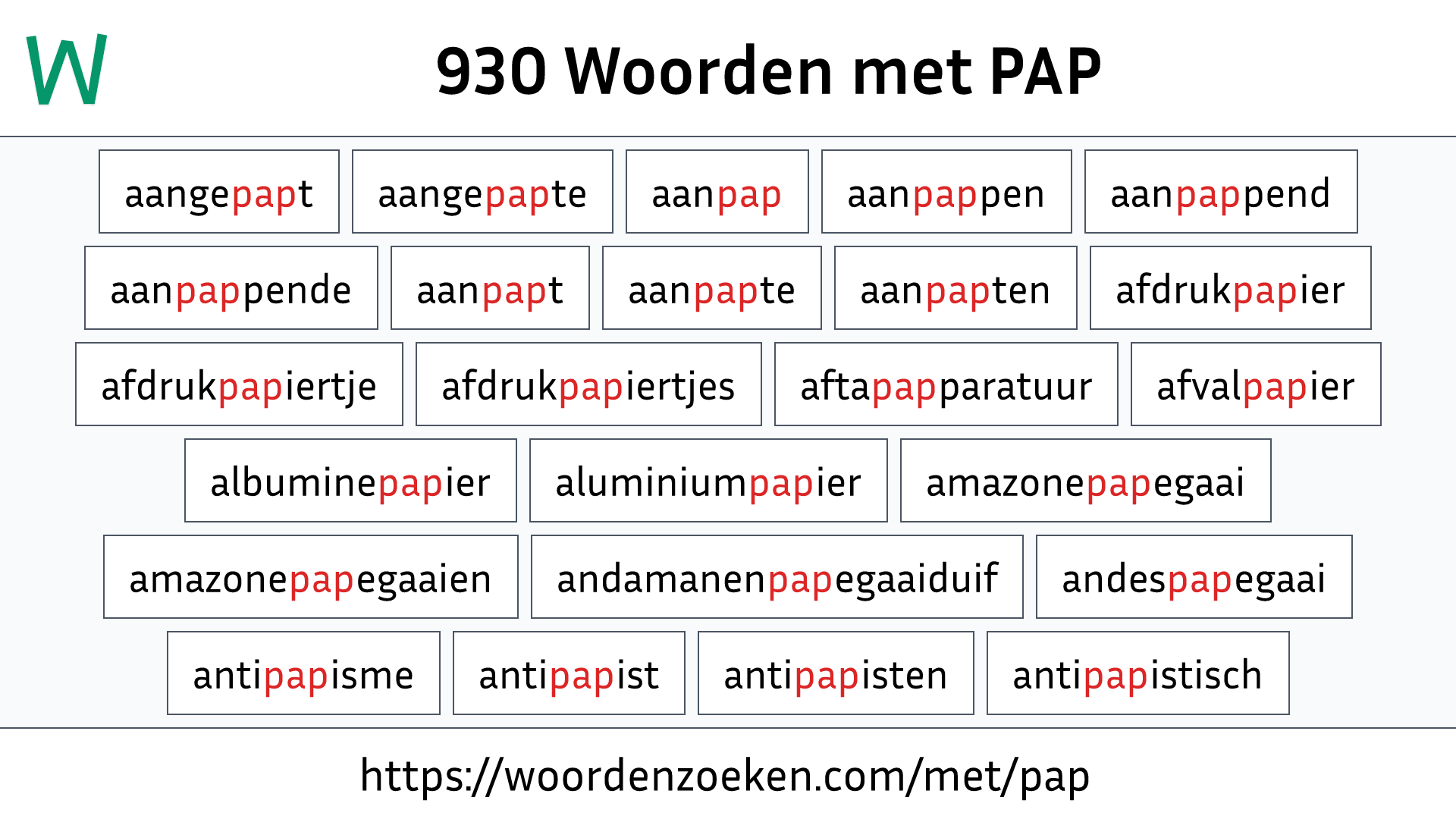 Woorden met PAP