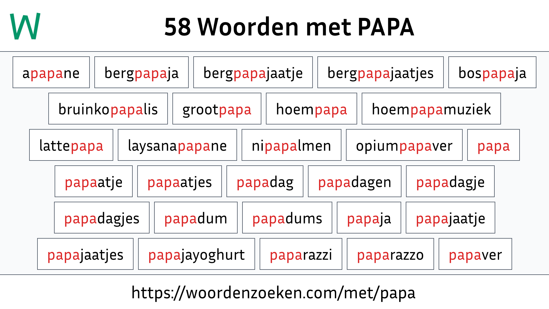 Woorden met PAPA