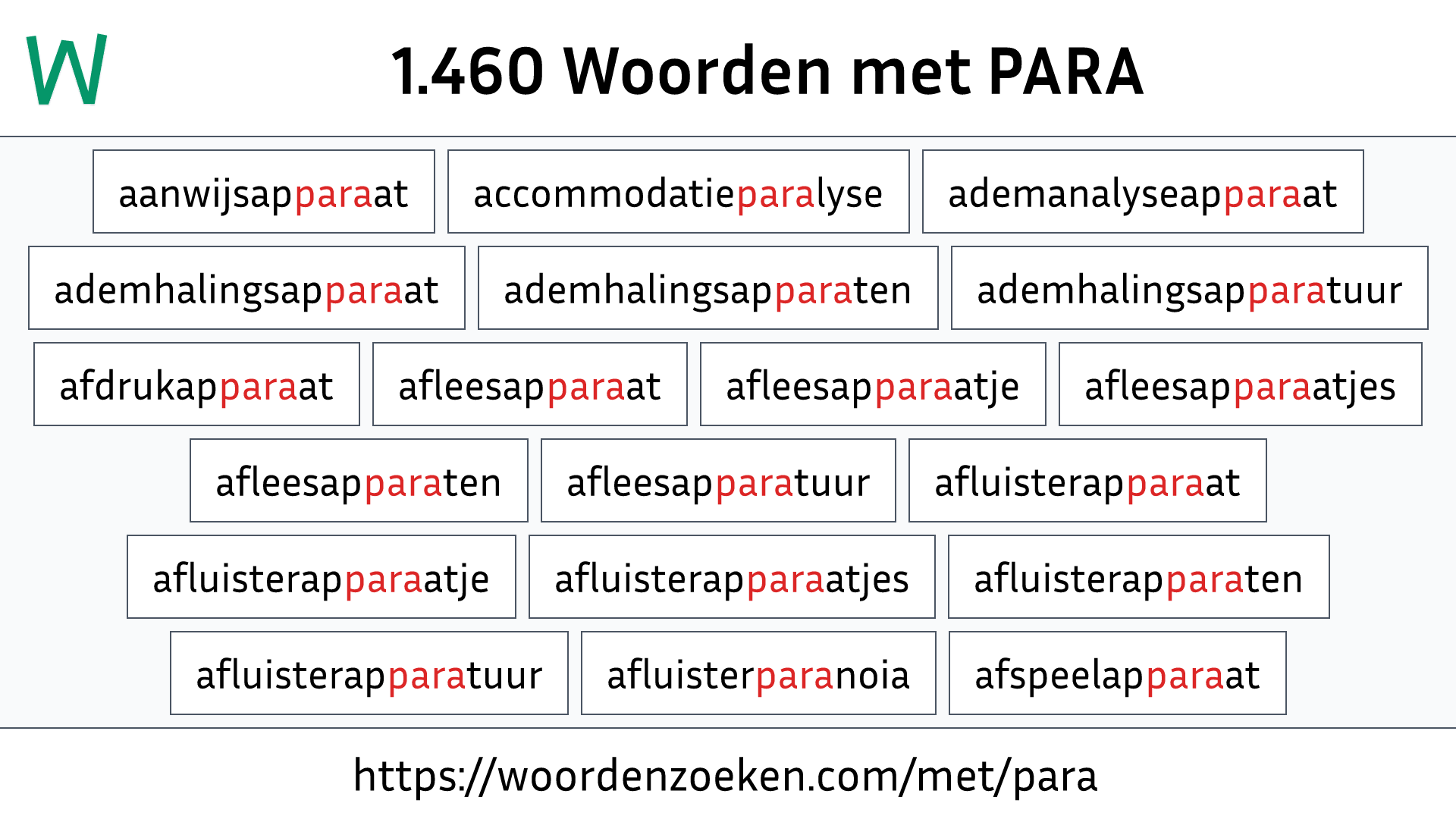 Woorden met PARA