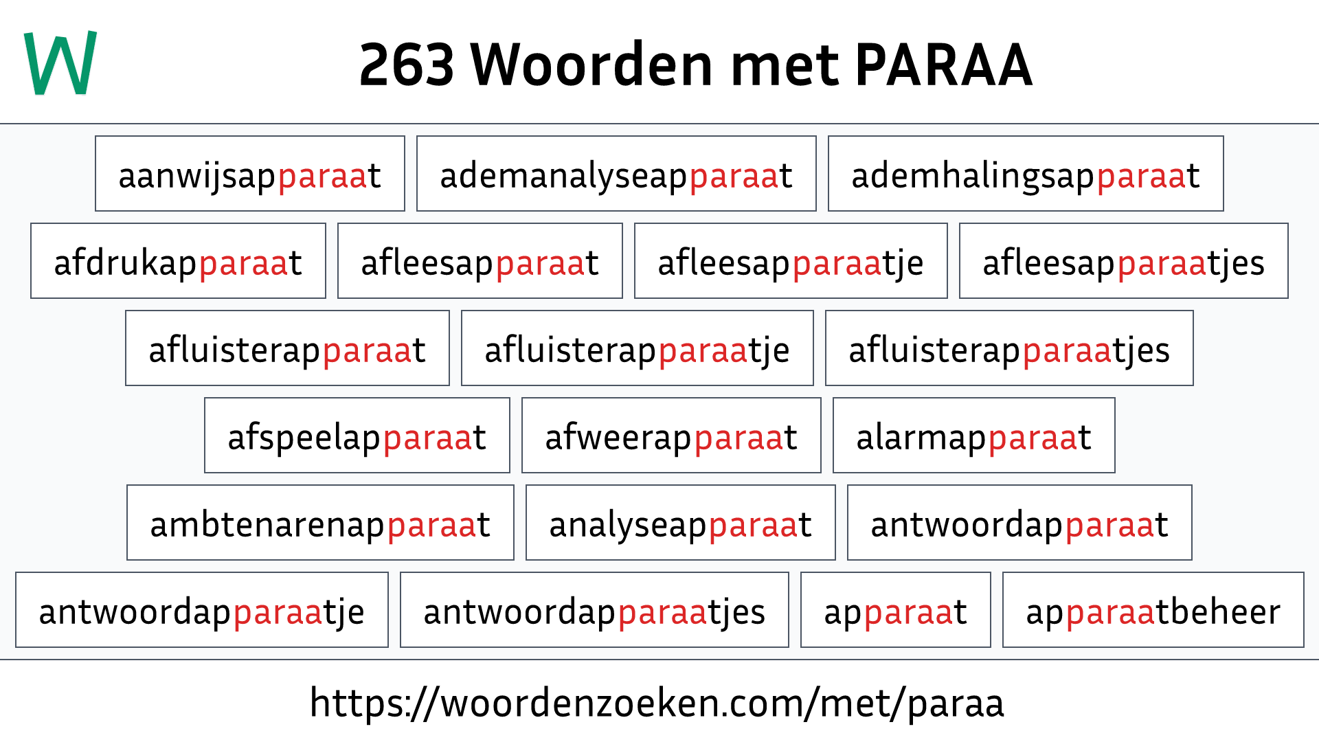 Woorden met PARAA