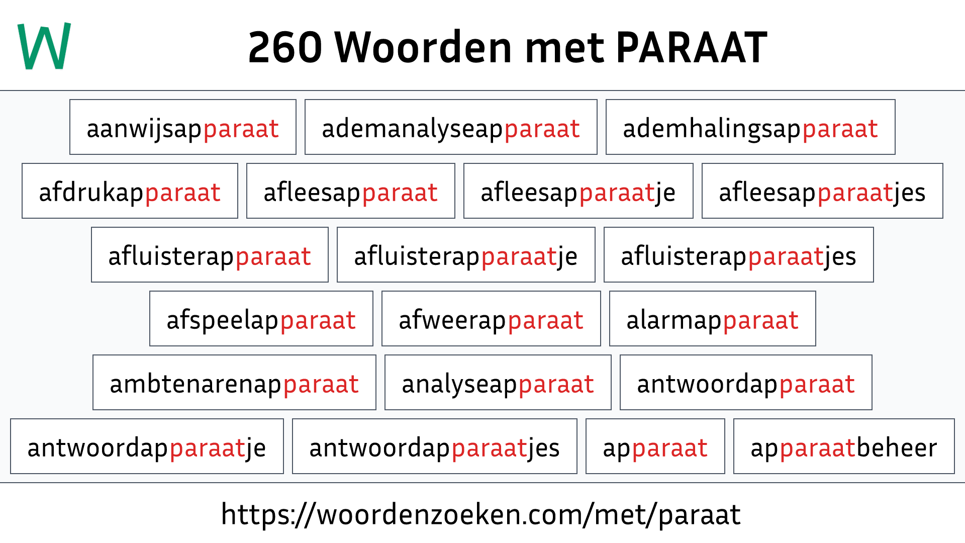 Woorden met PARAAT