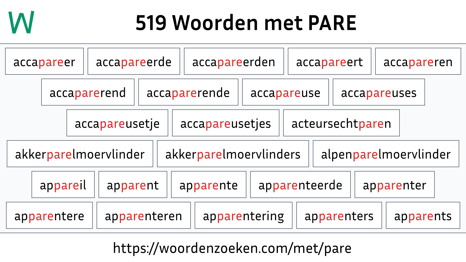 Woorden met PARE