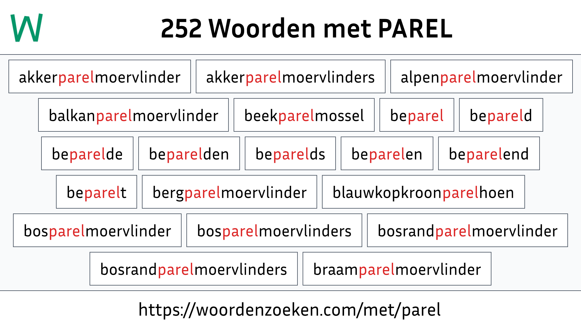 Woorden met PAREL