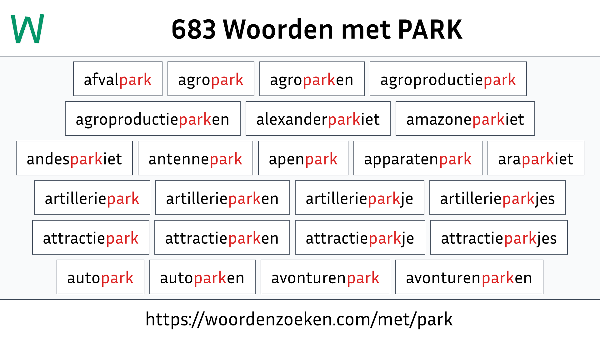 Woorden met PARK