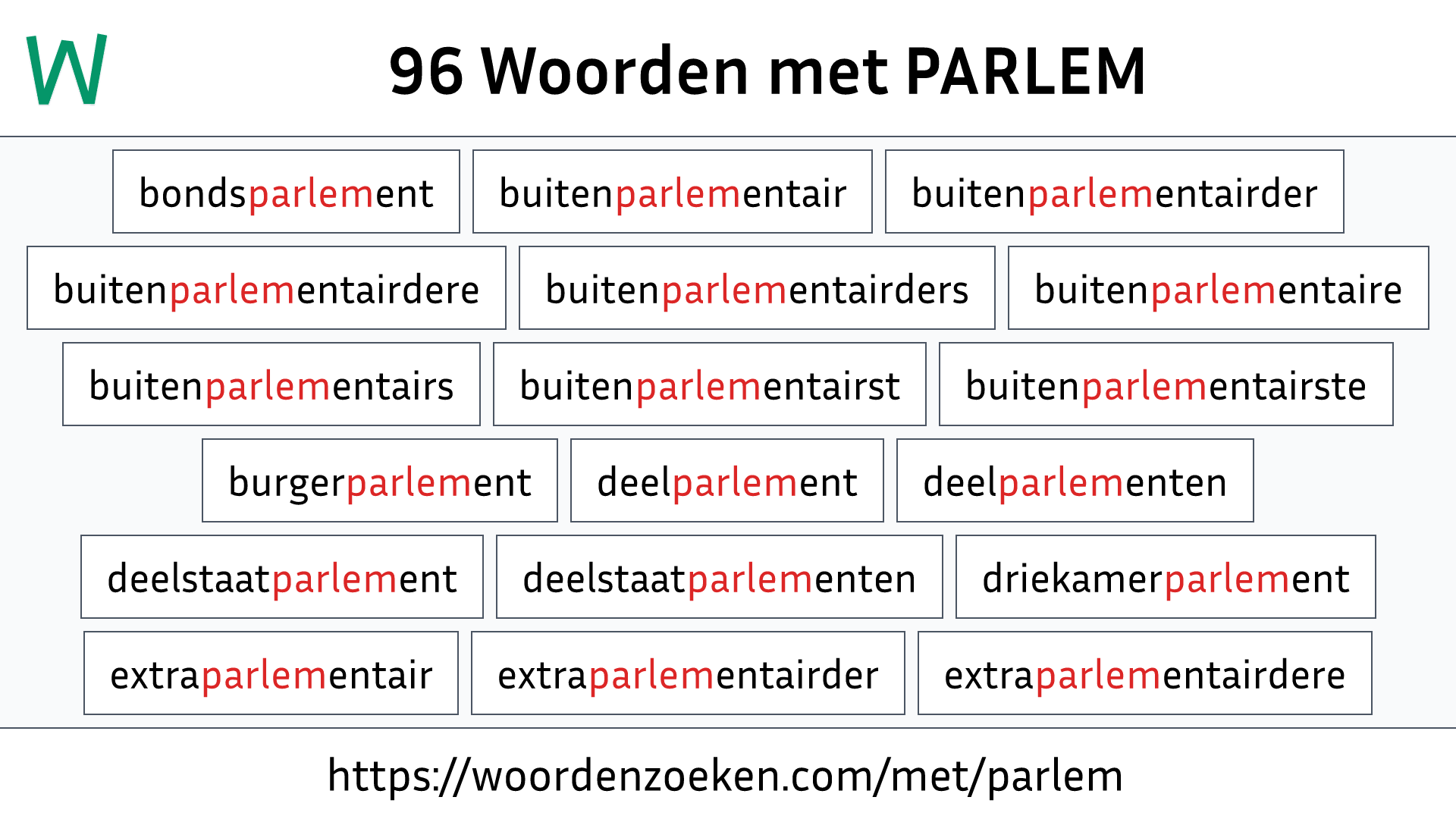 Woorden met PARLEM