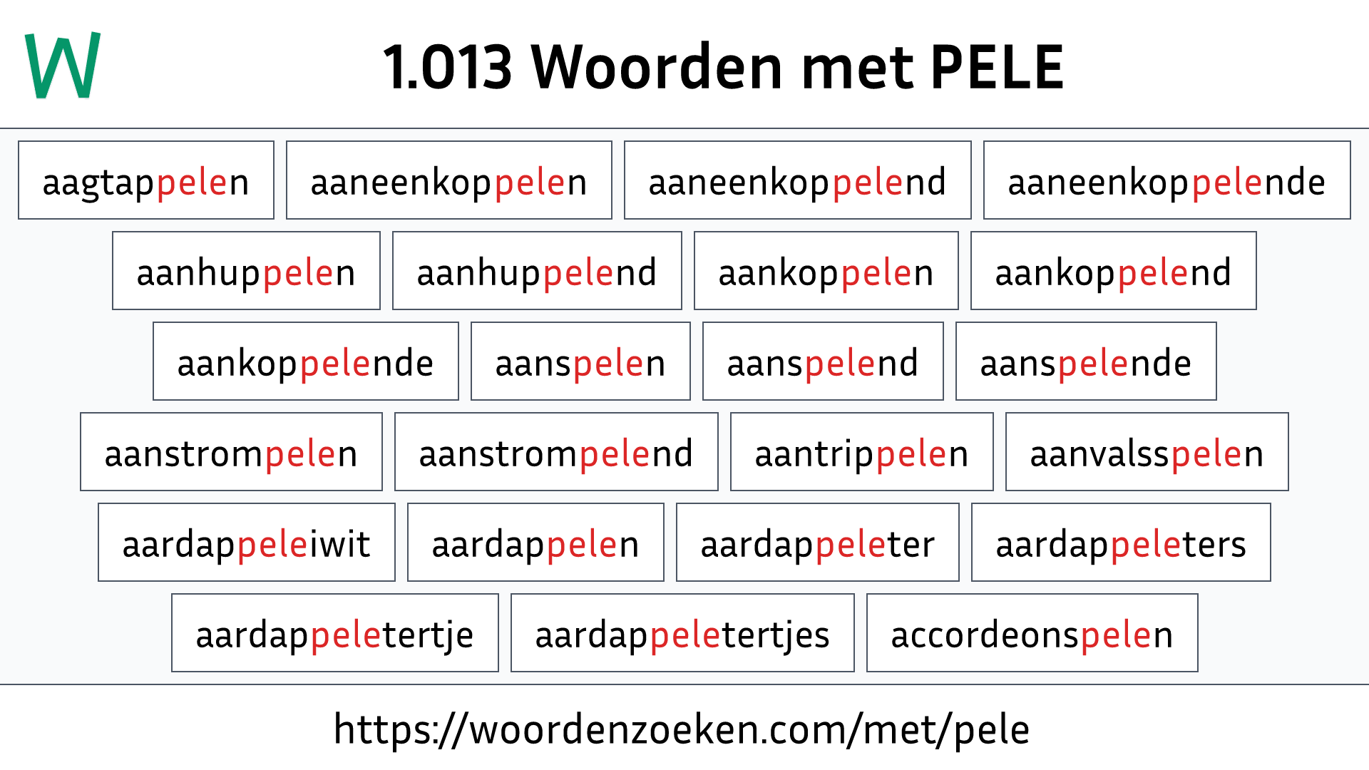 Woorden met PELE