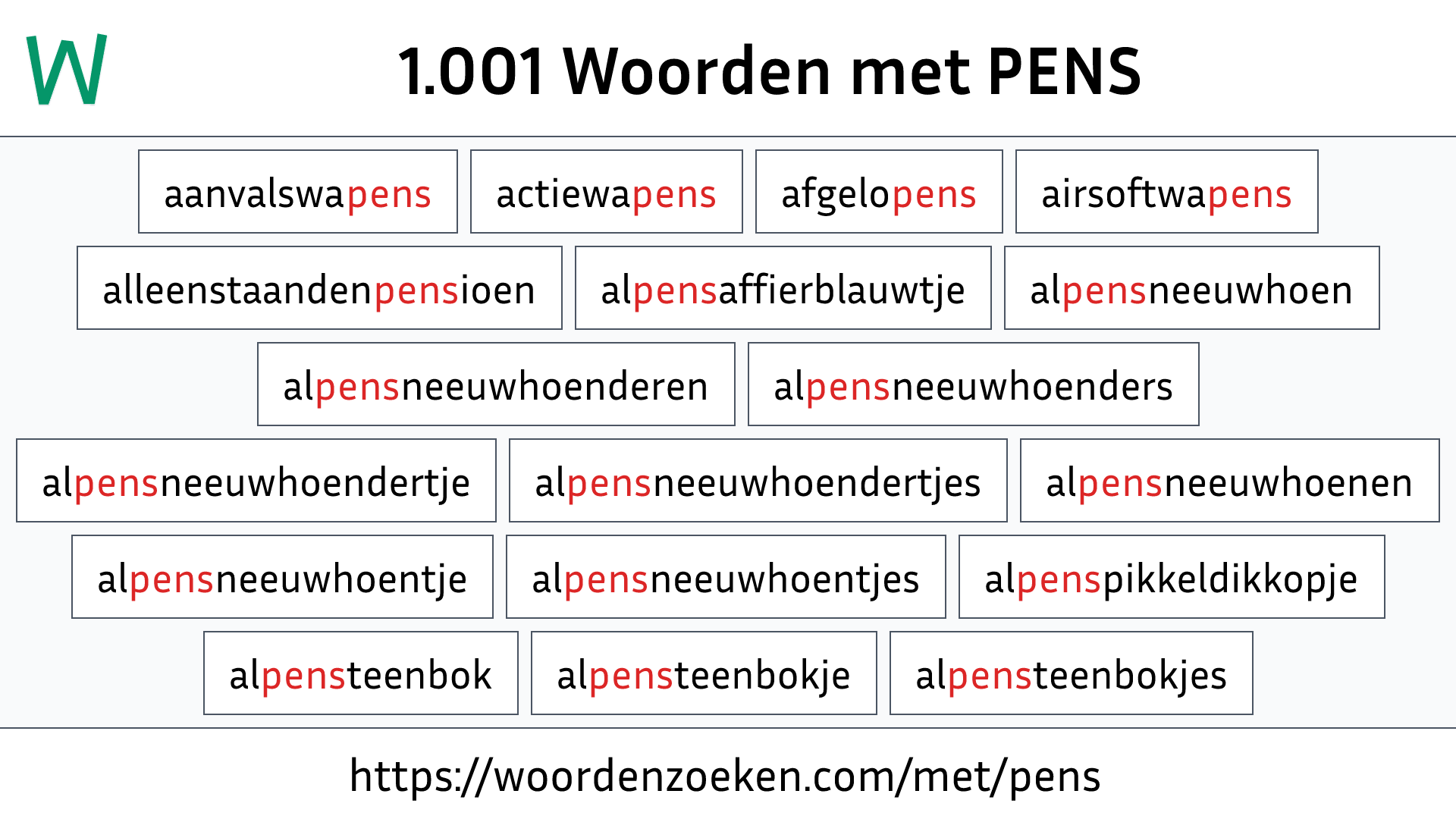 Woorden met PENS
