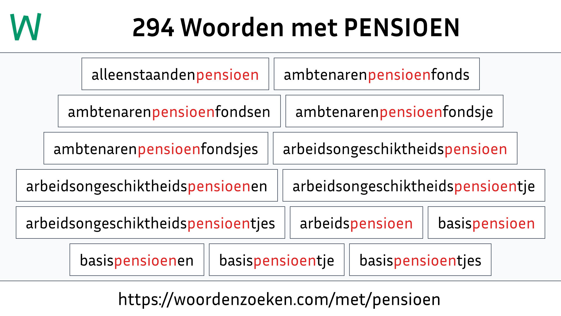 Woorden met PENSIOEN