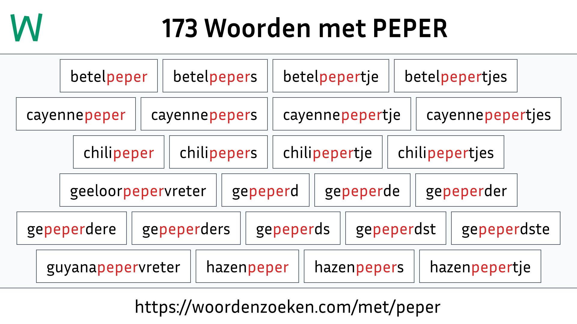 Woorden met PEPER