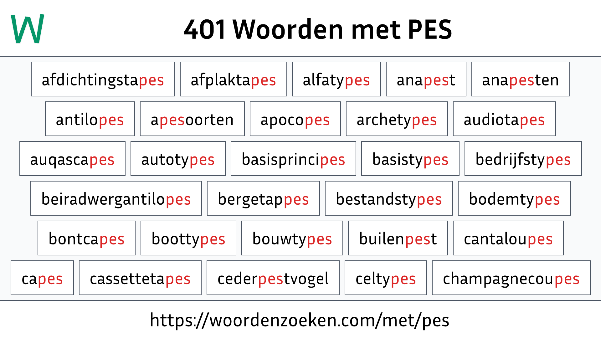 Woorden met PES