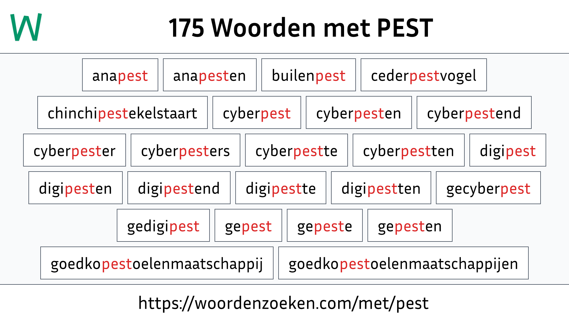 Woorden met PEST