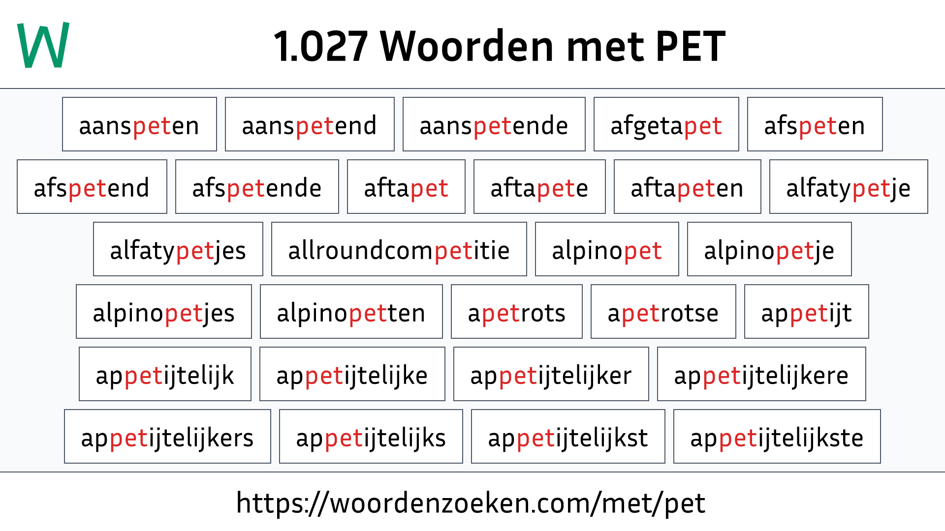 Woorden met PET