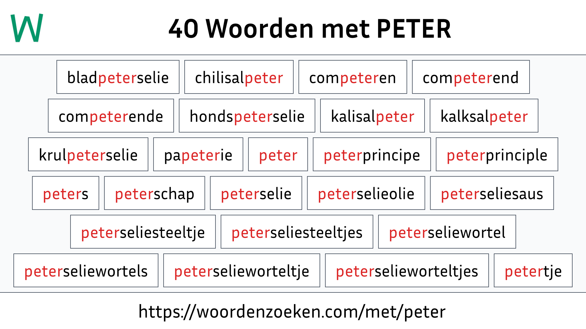 Woorden met PETER