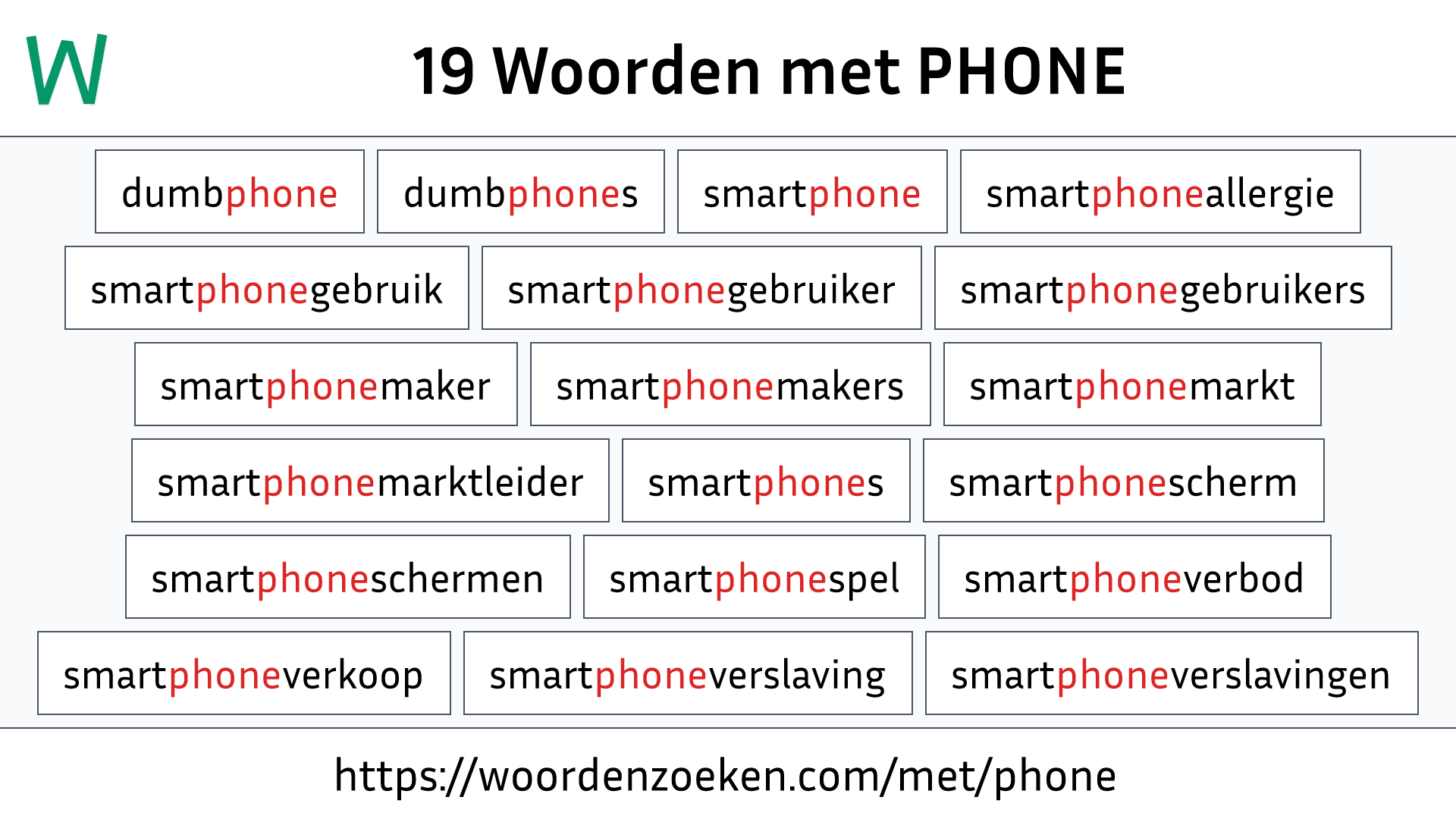 Woorden met PHONE