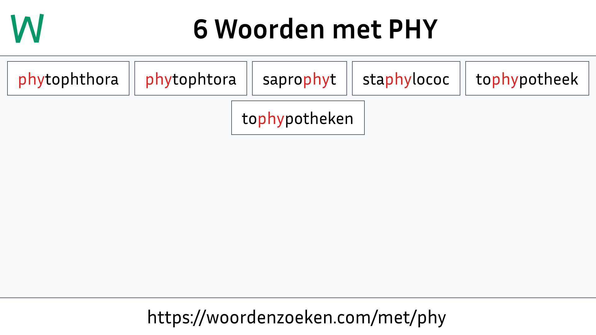 Woorden met PHY