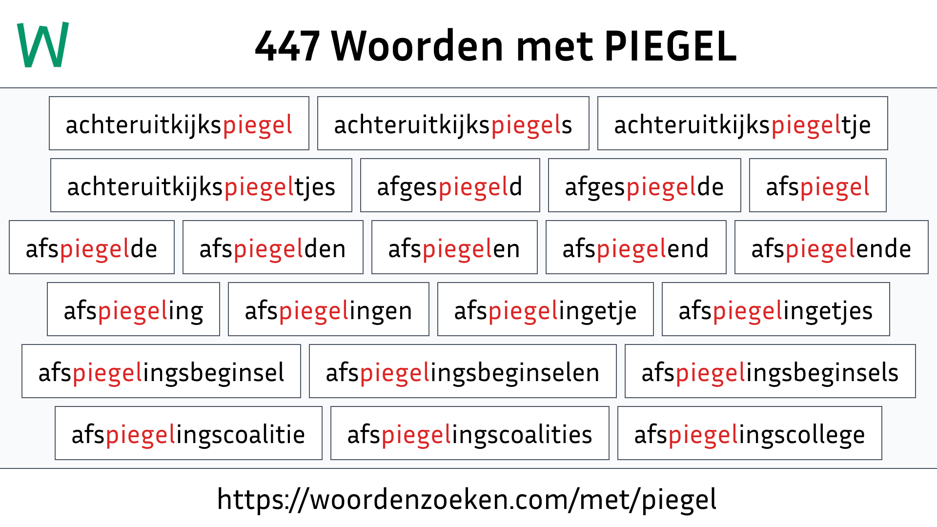 Woorden met PIEGEL