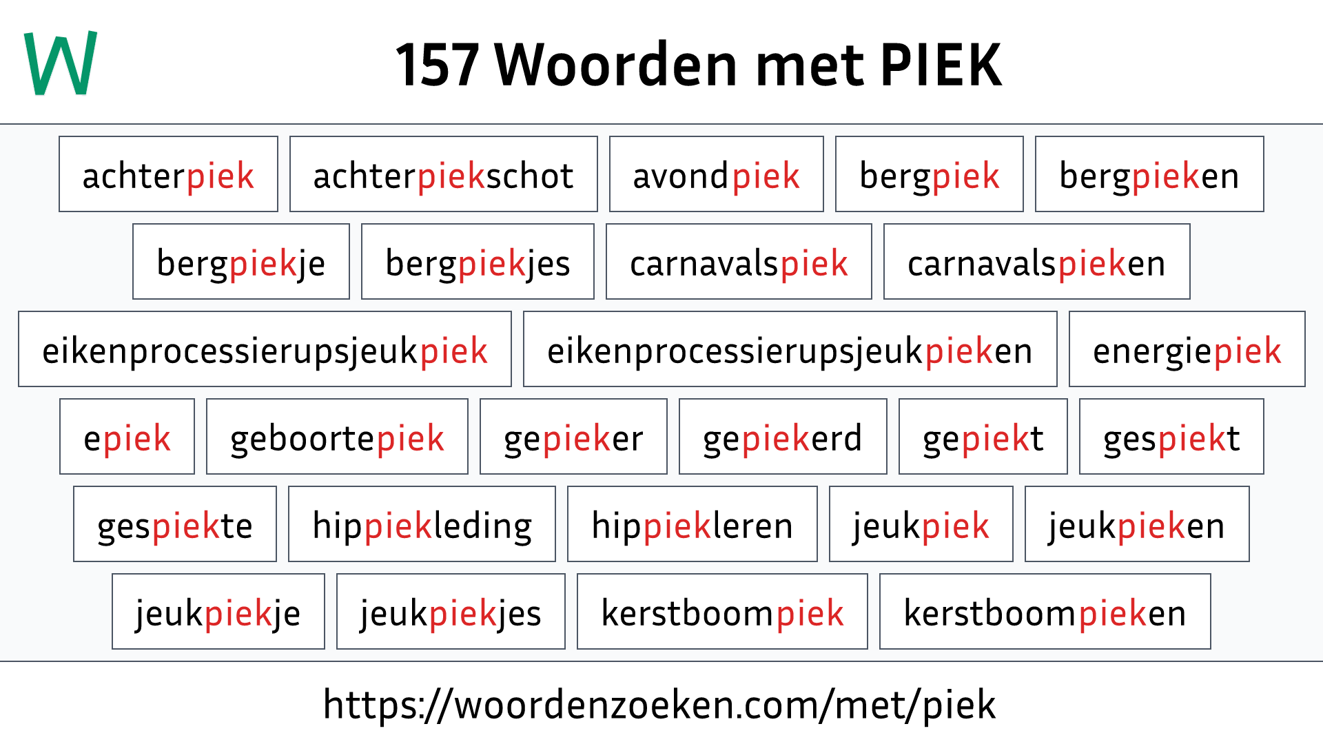 Woorden met PIEK