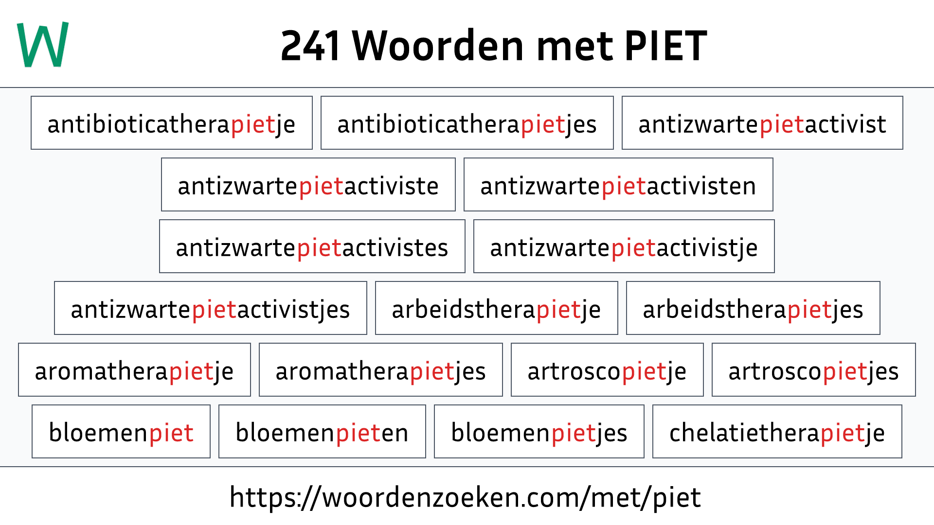 Woorden met PIET