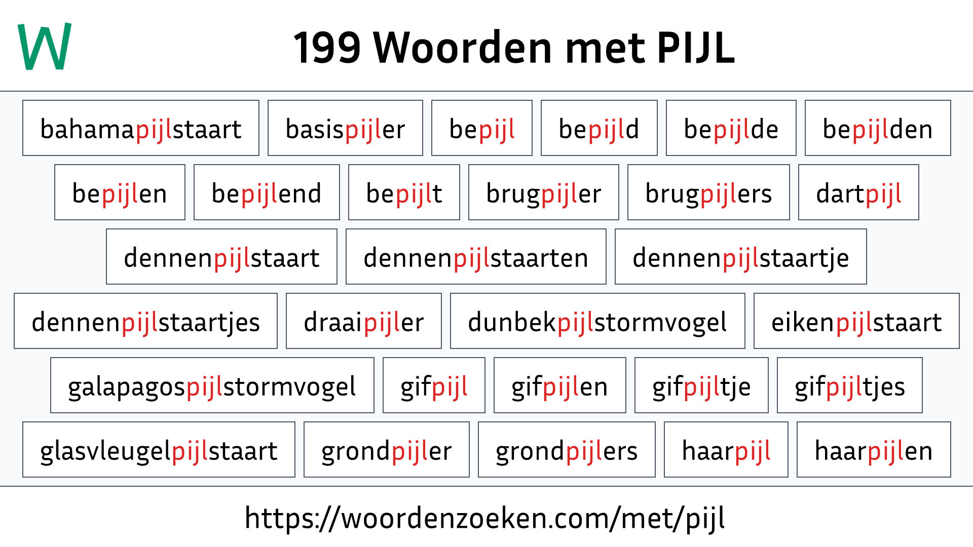 Woorden met PIJL